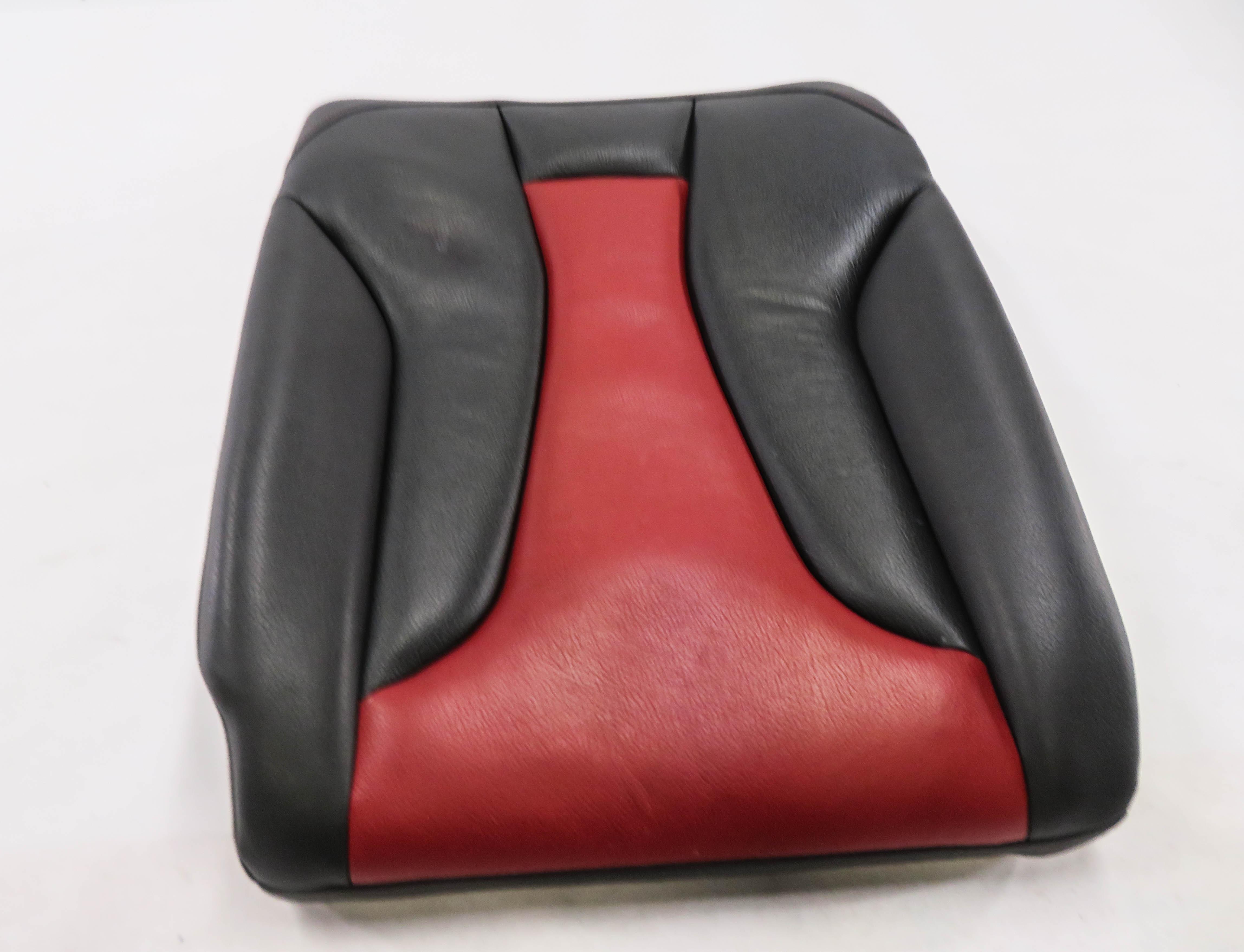 2015 AUDI S3 (8V) LEFT REAR SEAT UPPER TOP SEAT CUSHION (BLACK & RED) — exact item pictured