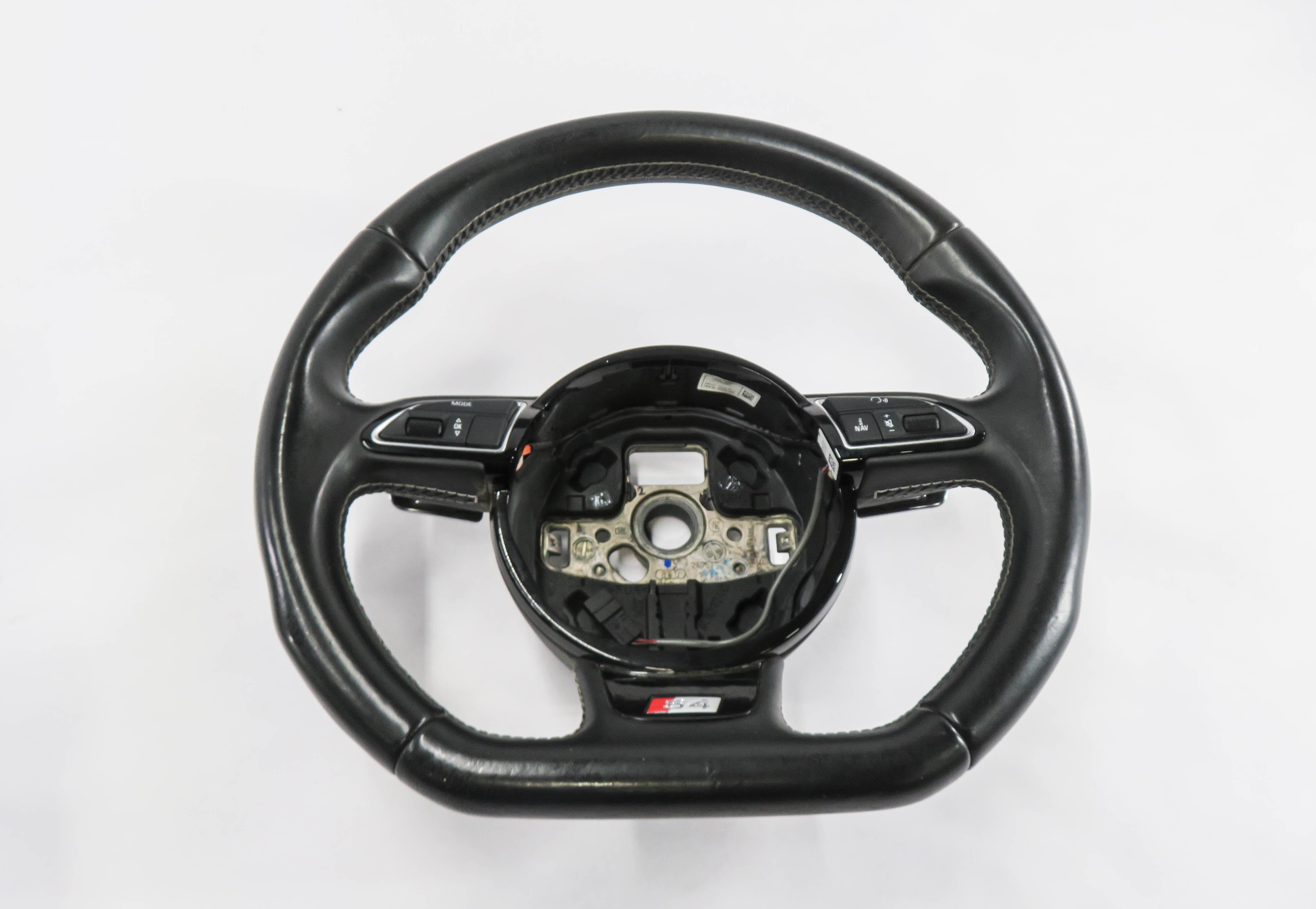 2013 AUDI S4 (B8 8K) 3-SPOKE SPORT STEERING WHEEL w/ PADDLES (BLACK) — exact item pictured