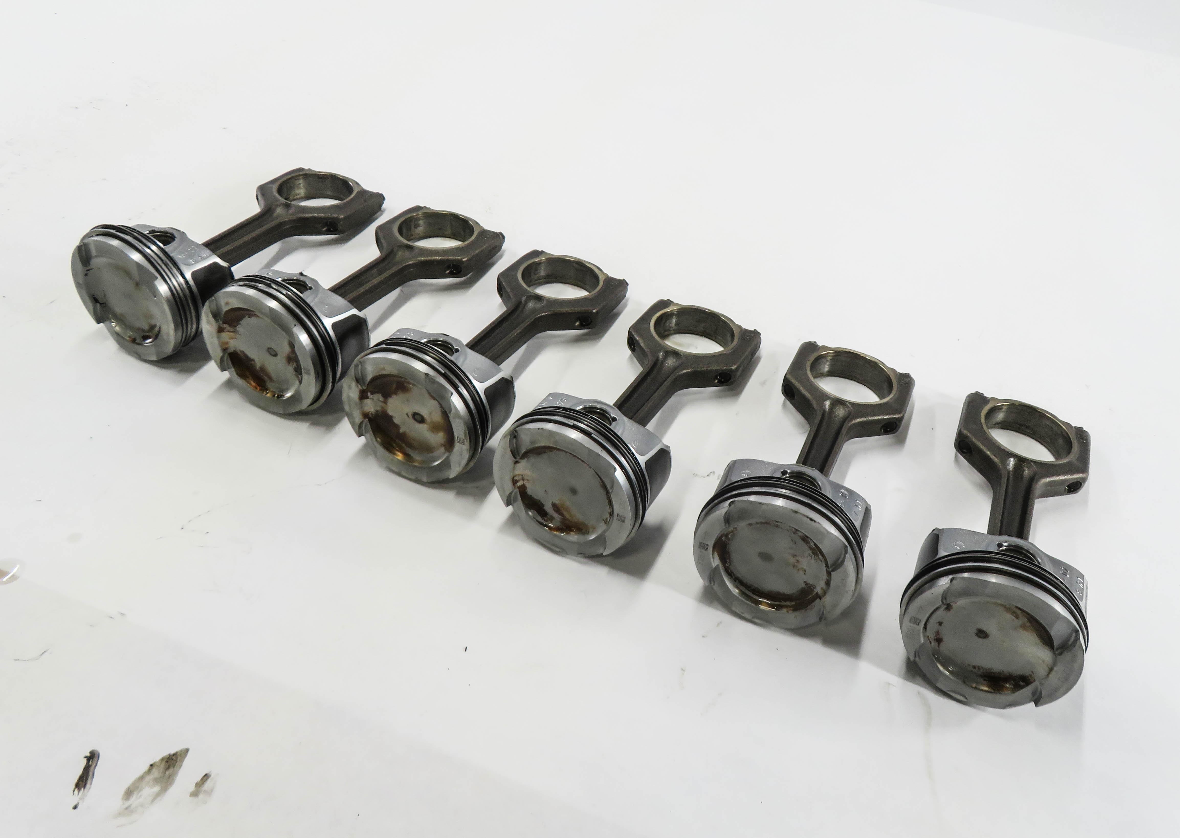 2007-2010 BMW 335i 535i Z4 X6 (E87 E60 E71 E89) 3.0L N54 TWIN TURBO PISTON SET-6 — exact item pictured