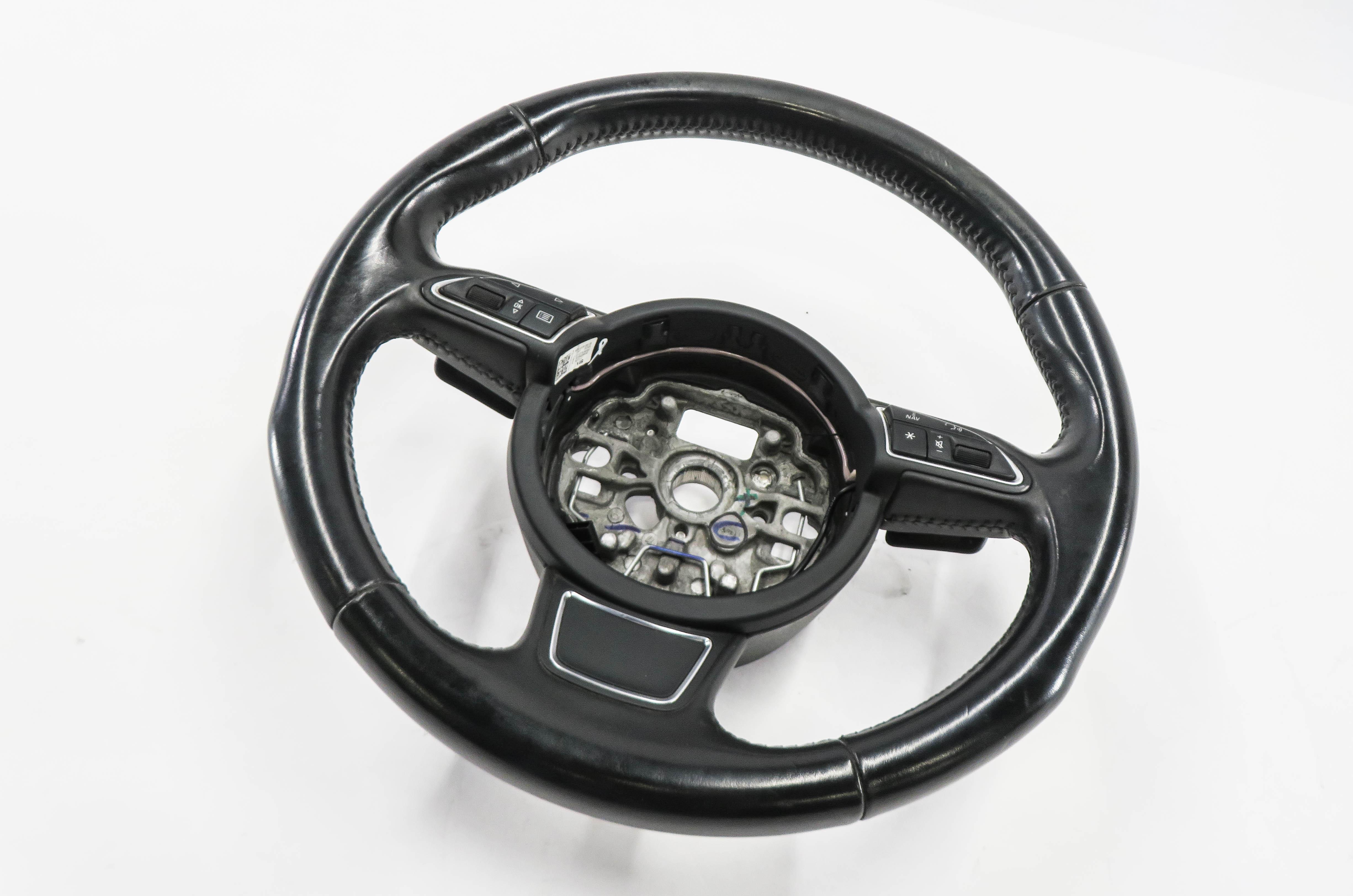 2012 AUDI A6 A7 (C7 4G8) 3-SPOKE SPORT STEERING WHEEL w/ PADDLES (BLACK LEATHER) — exact item pictured