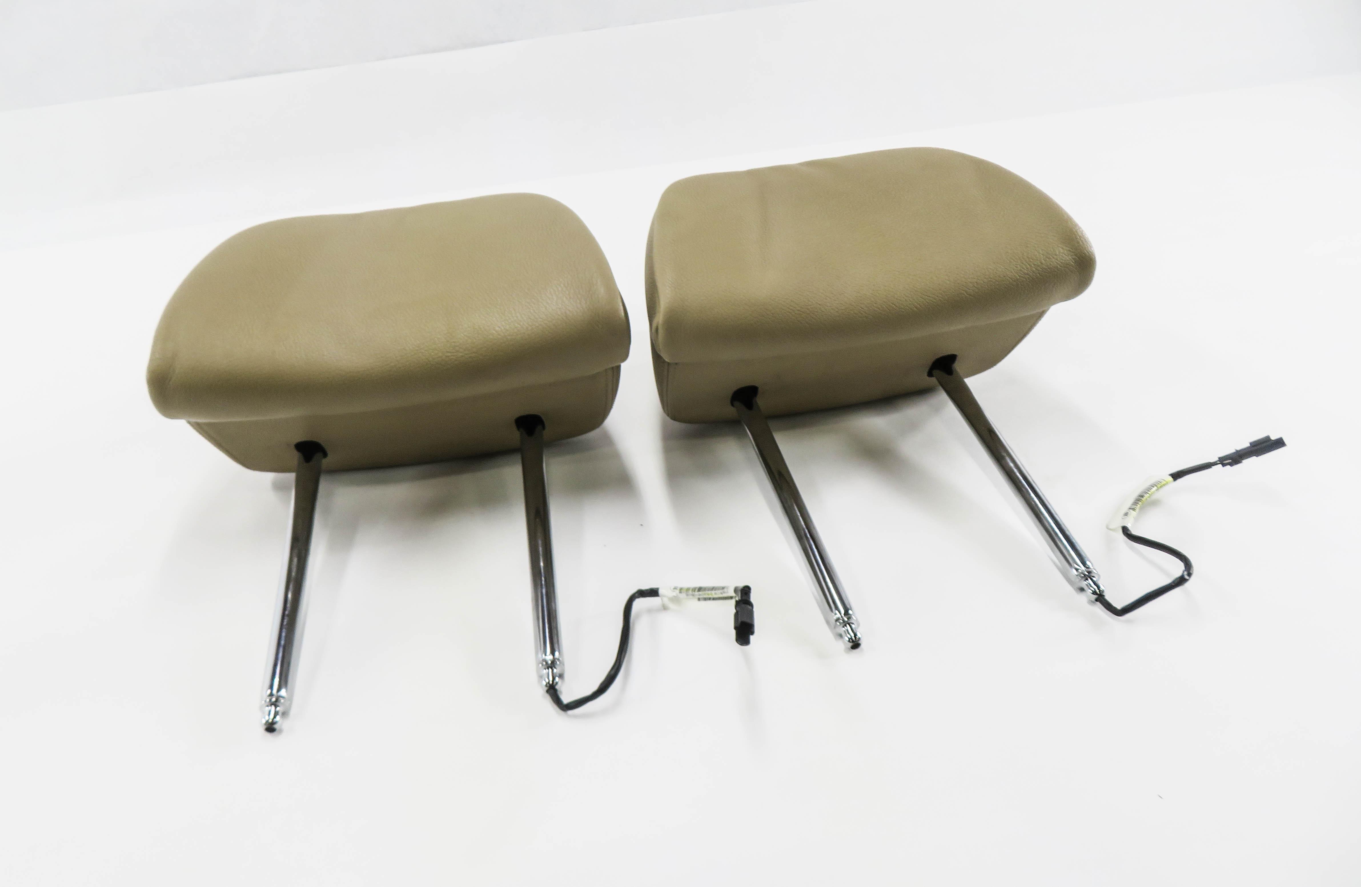 2012 BMW X5 (E70) FRONT LEFT & RIGHT SEAT HEADREST SET-2 (BEIGE LEATHER LVB4) — exact item pictured