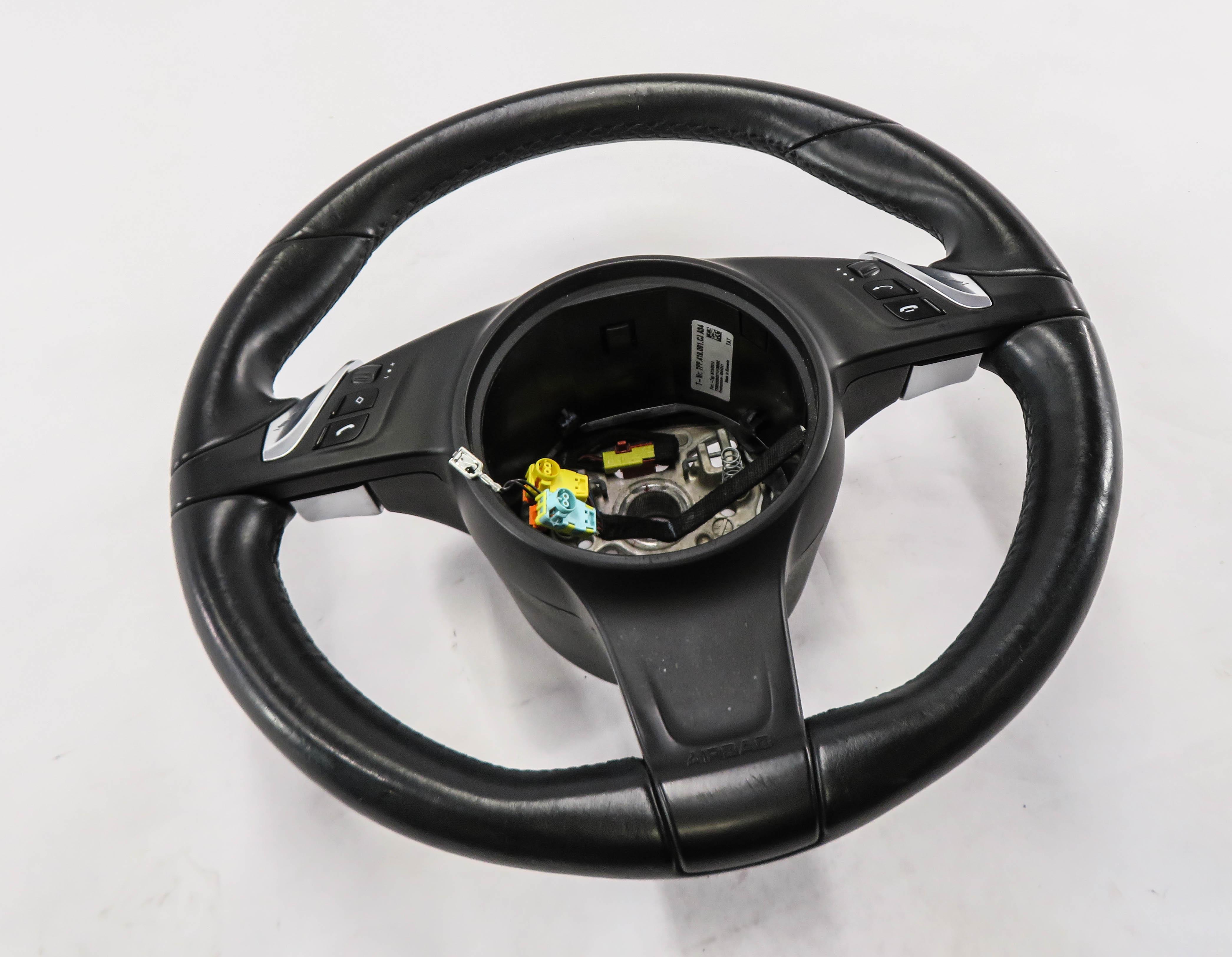 2010-2016 PORSCHE CAYENNE (958 970 G1) DRIVER 3-SPOKE STEERING WHEEL (BLACK) — exact item pictured