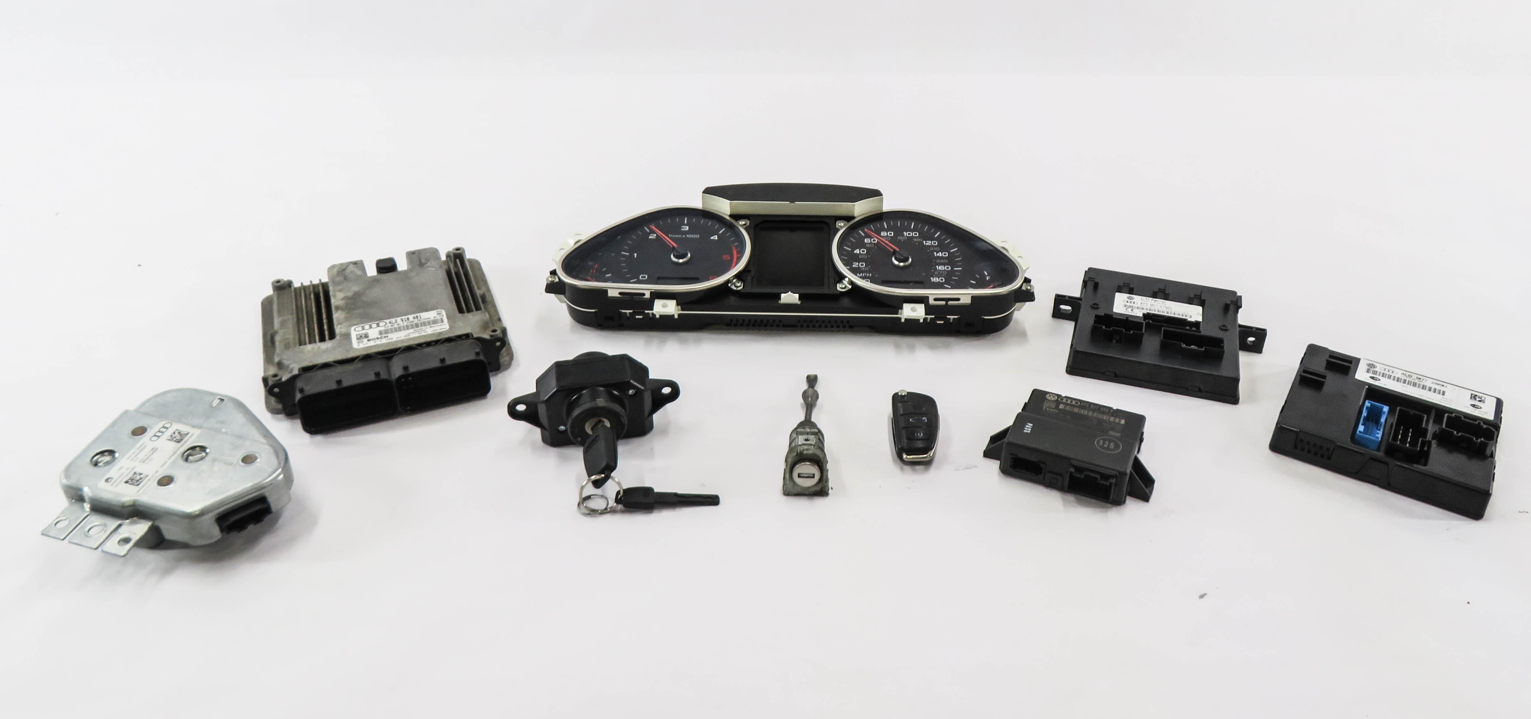2012 AUDI Q7 (4L) 3.0L CATA TDI DIESEL ENGINE ECM BCM IMMOBILIZER MODULE KEY SET — exact item pictured