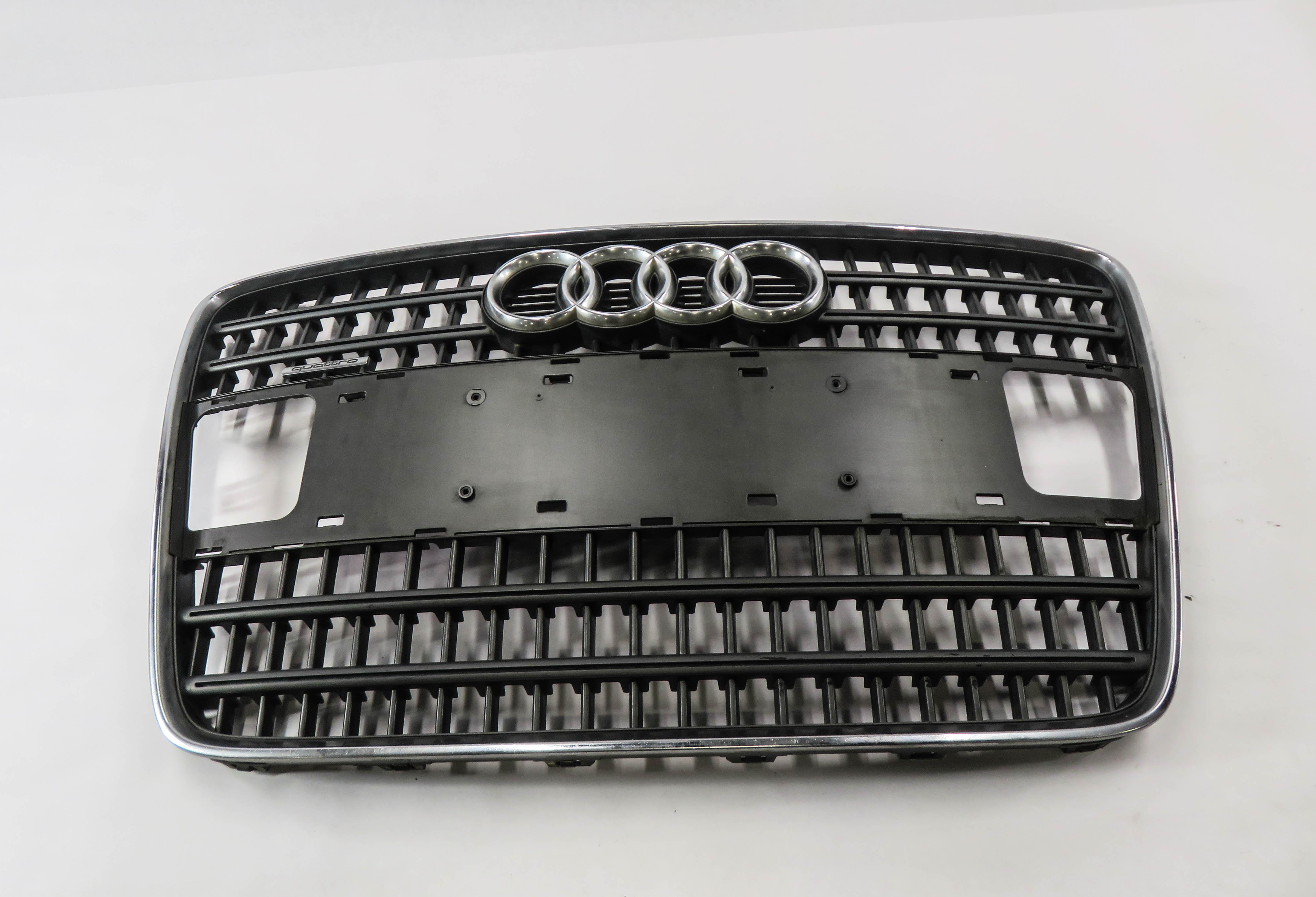2007-2009 AUDI Q7 (4L) FRONT HOOD LID VENT GRILLE w/ LICENSE MOUNT (GRAY CHROME) — exact item pictured