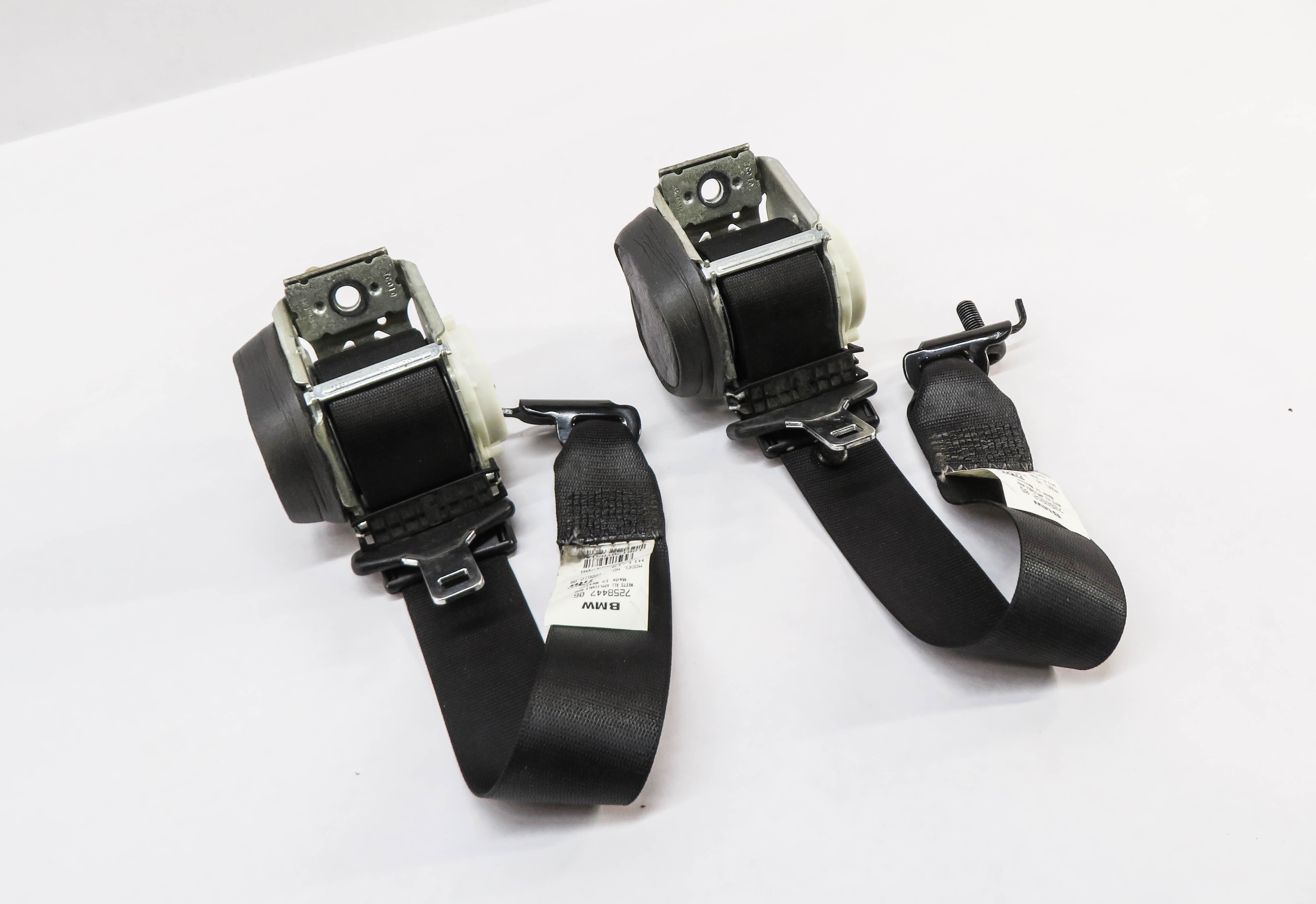 2013 BMW X3 (F25) LEFT & RIGHT REAR SEAT SEATBELT RETRACTOR SET-2 (BLACK) — exact item pictured