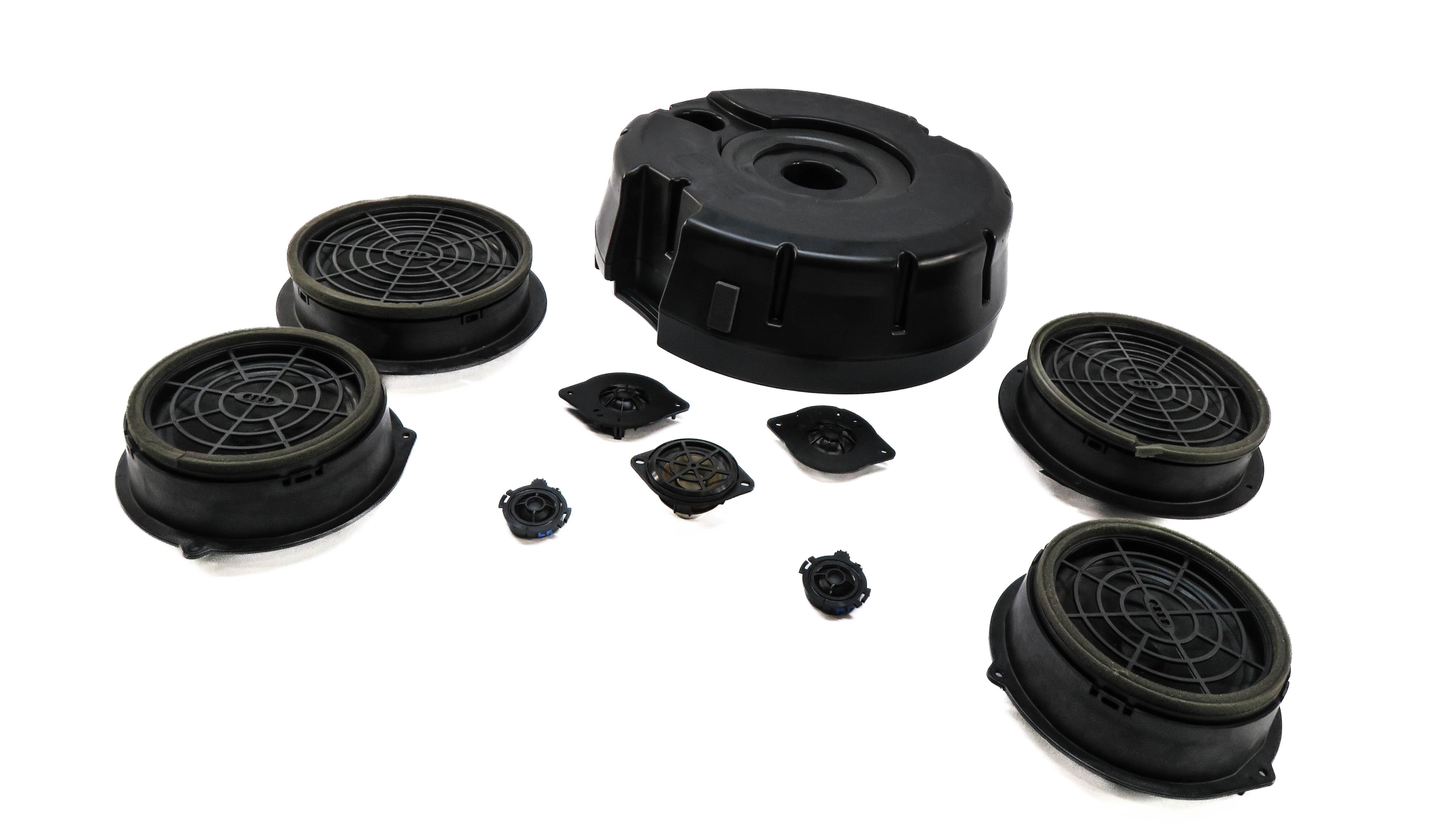 2011 AUDI Q5 (B8 8R) RADIO STEREO AUDIO SUB SUBWOOFER TWEETER SPEAKER SET-10 — exact item pictured