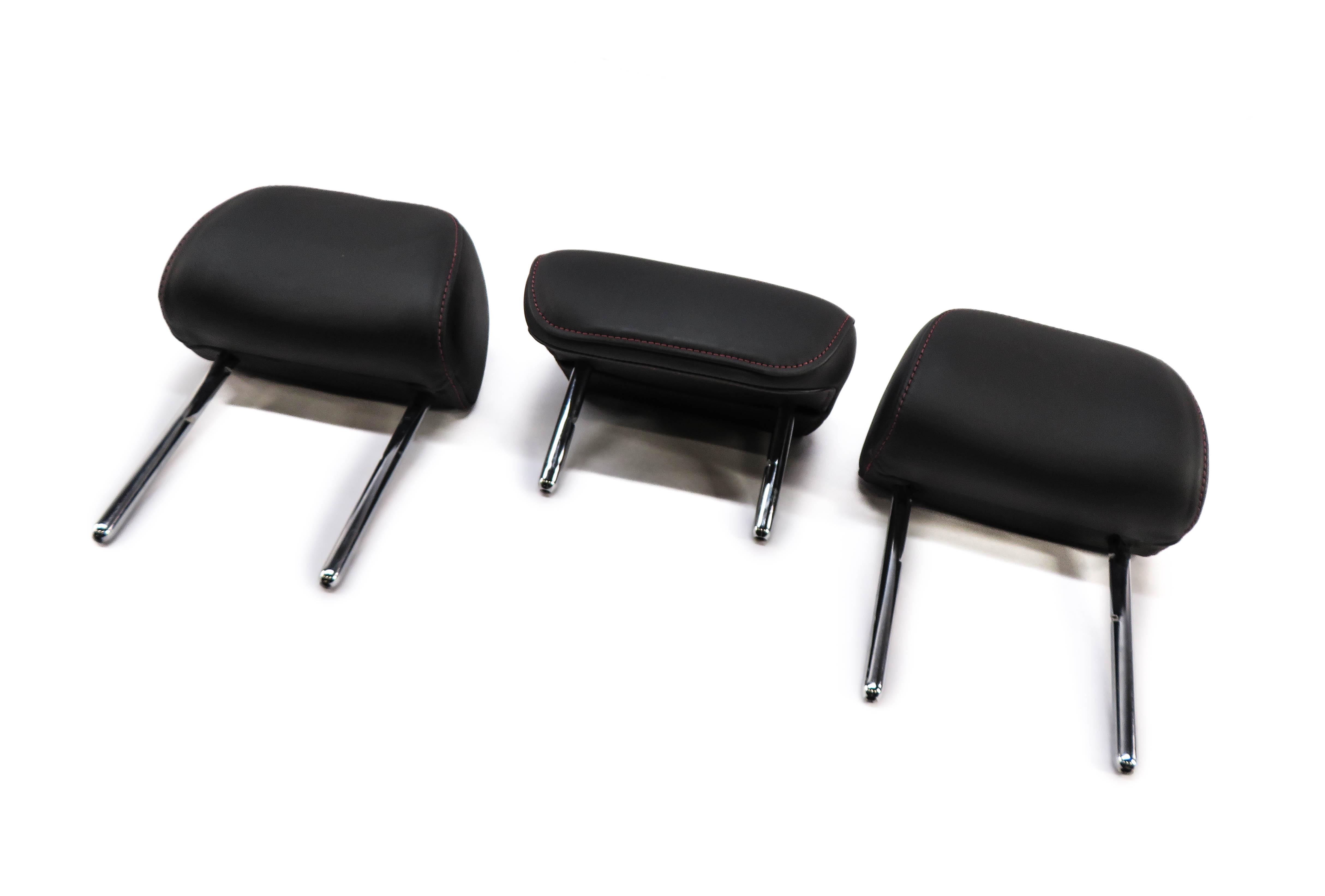 2014 AUDI S4 (B8 8K) REAR SEAT HEADREST SET-3 (BLACK NAPPA LEATHER / RED STITCH) — exact item pictured