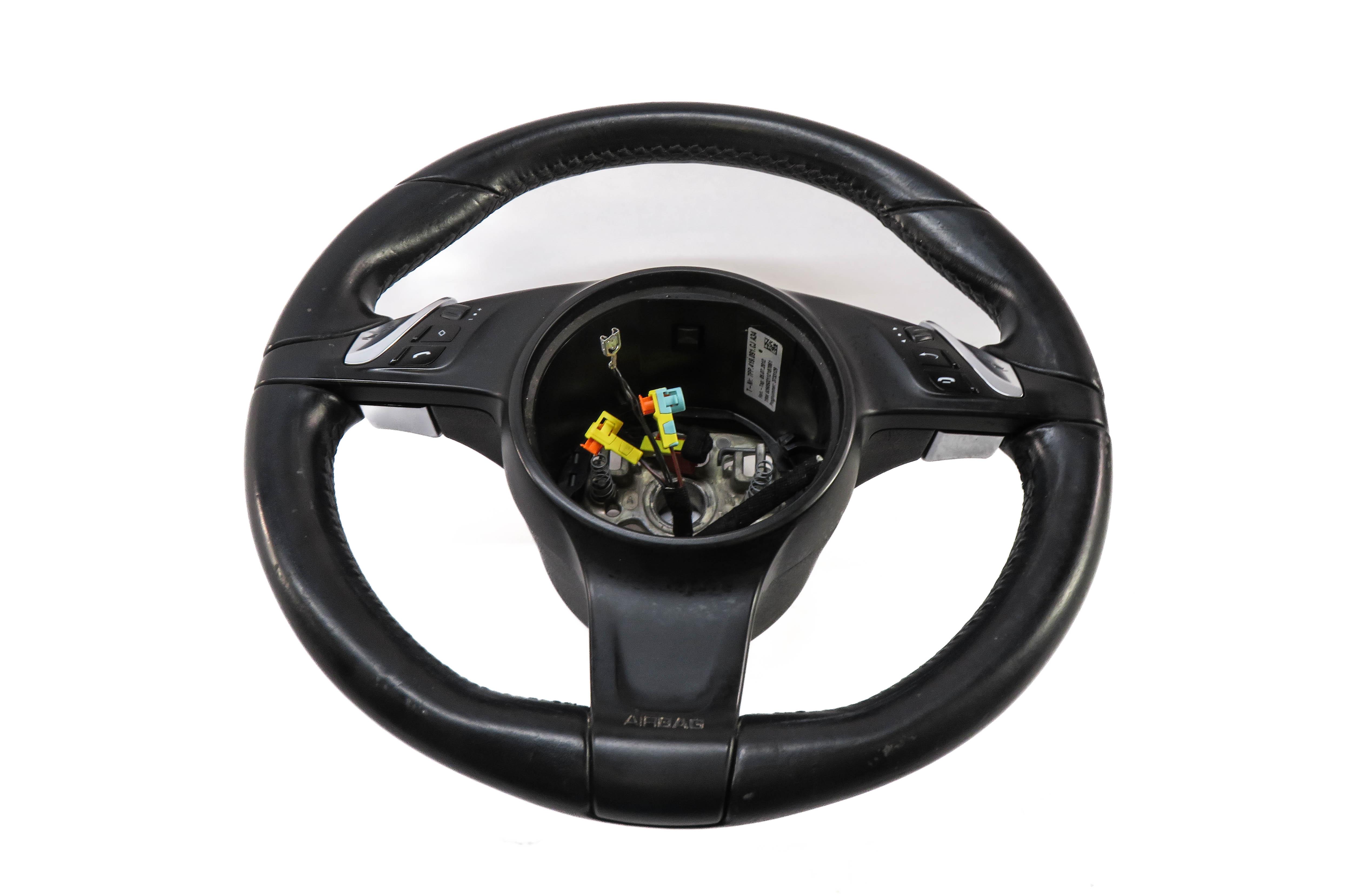 2010-2016 PORSCHE CAYENNE (958) 3-SPOKE STEERING WHEEL w/ SWITCHES (BLACK) — exact item pictured