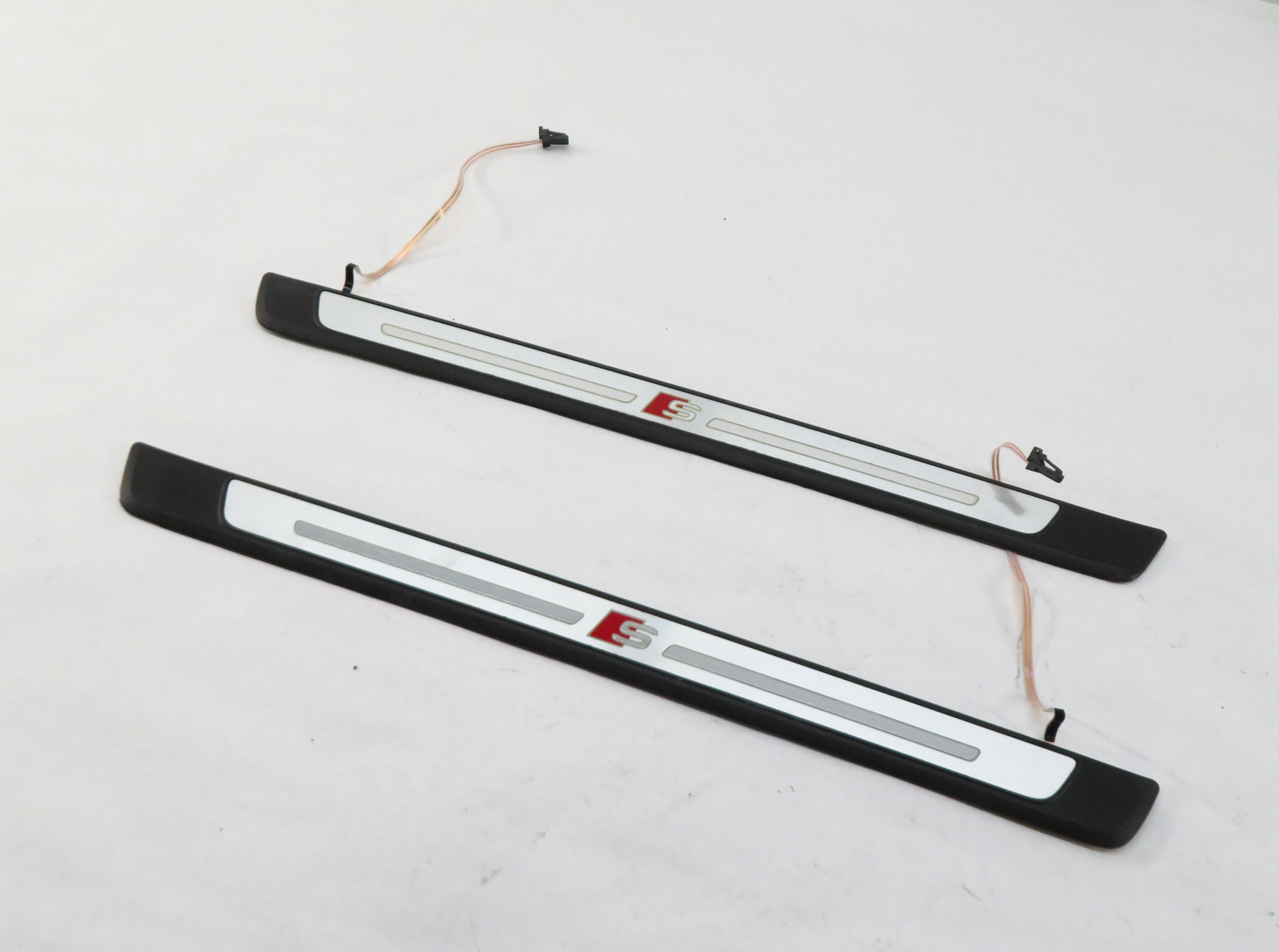 2017 AUDI A4 (B9 8W) FRONT LEFT & RIGHT DOOR SILL SCUFF PANEL TRIM SET — exact item pictured