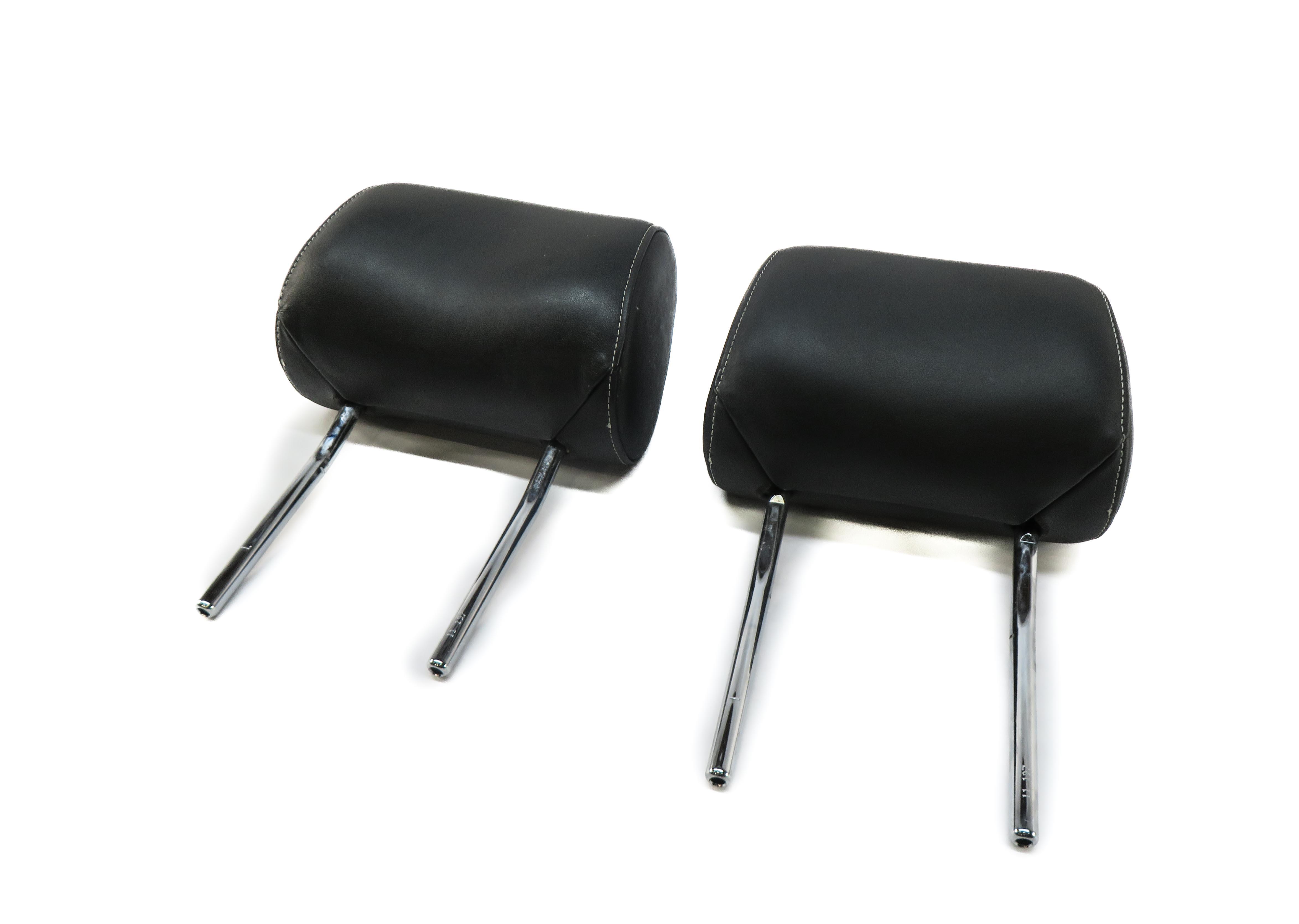2012 AUDI A3 (8V) FRONT LEFT & RIGHT SEAT HEADREST SET (BLACK w/ SILVER STITCH) — exact item pictured