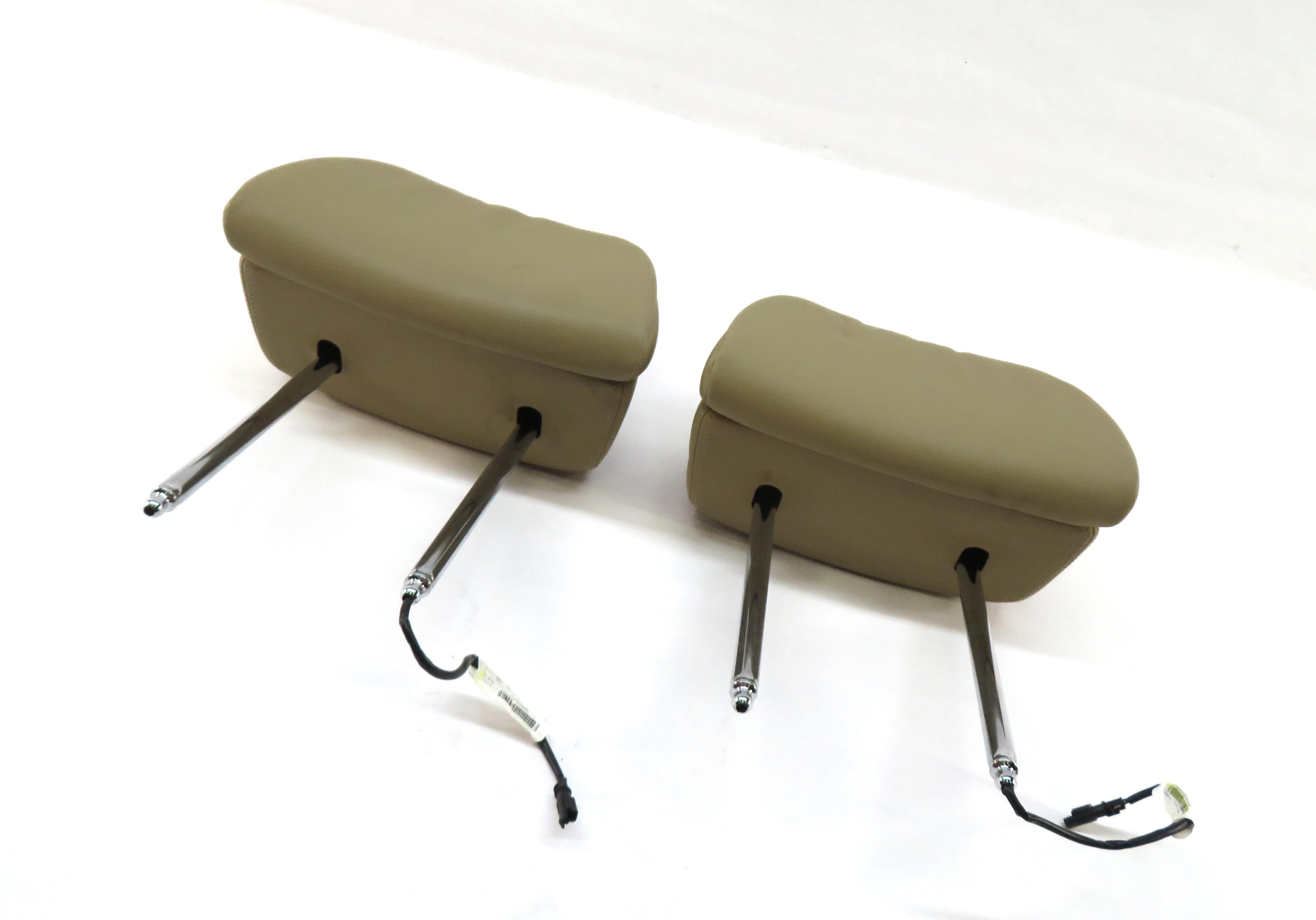 2012 BMW X5 (E70) FRONT LEFT & RIGHT ACTIVE SEAT HEADREST SET/2 (BEIGE LEATHER) — exact item pictured