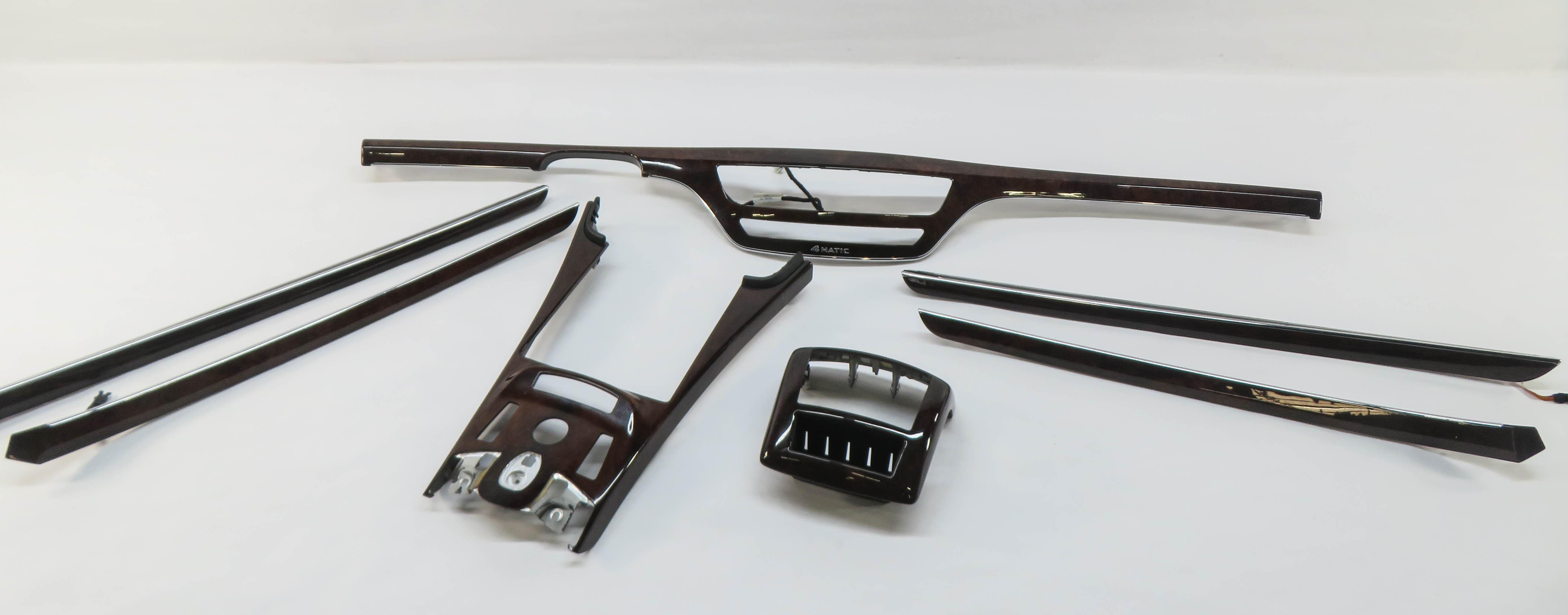12 MERCEDES S550 W221 BURRED WALNUT WOOD DOOR DASH CONSOLE LEFT RIGHT TRIM SET — exact item pictured