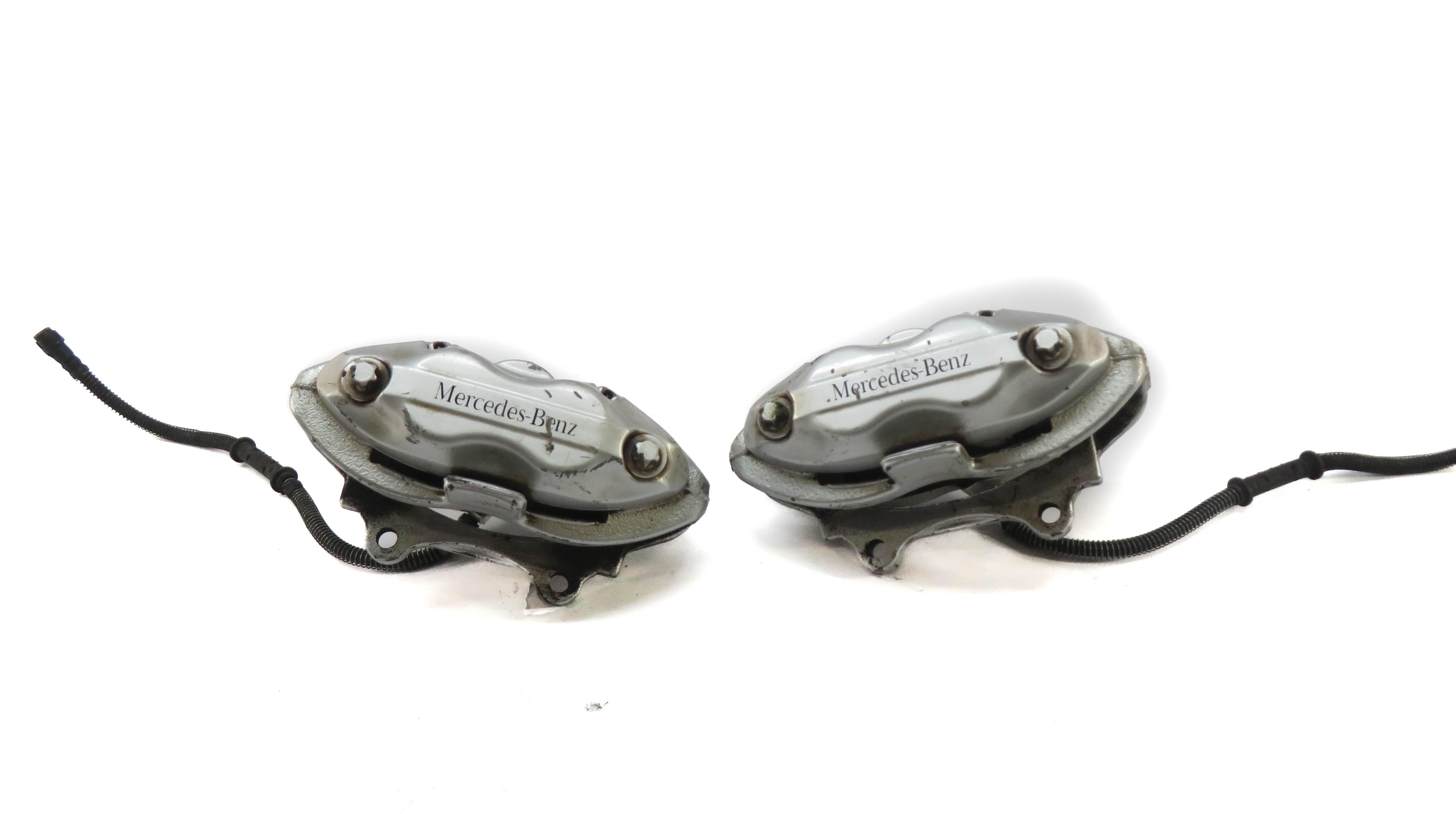 10-13 MERCEDES S-CLASS W221 FRONT LEFT RIGHT SPORT BRAKE CALIPER SET/2 (SILVER) — exact item pictured