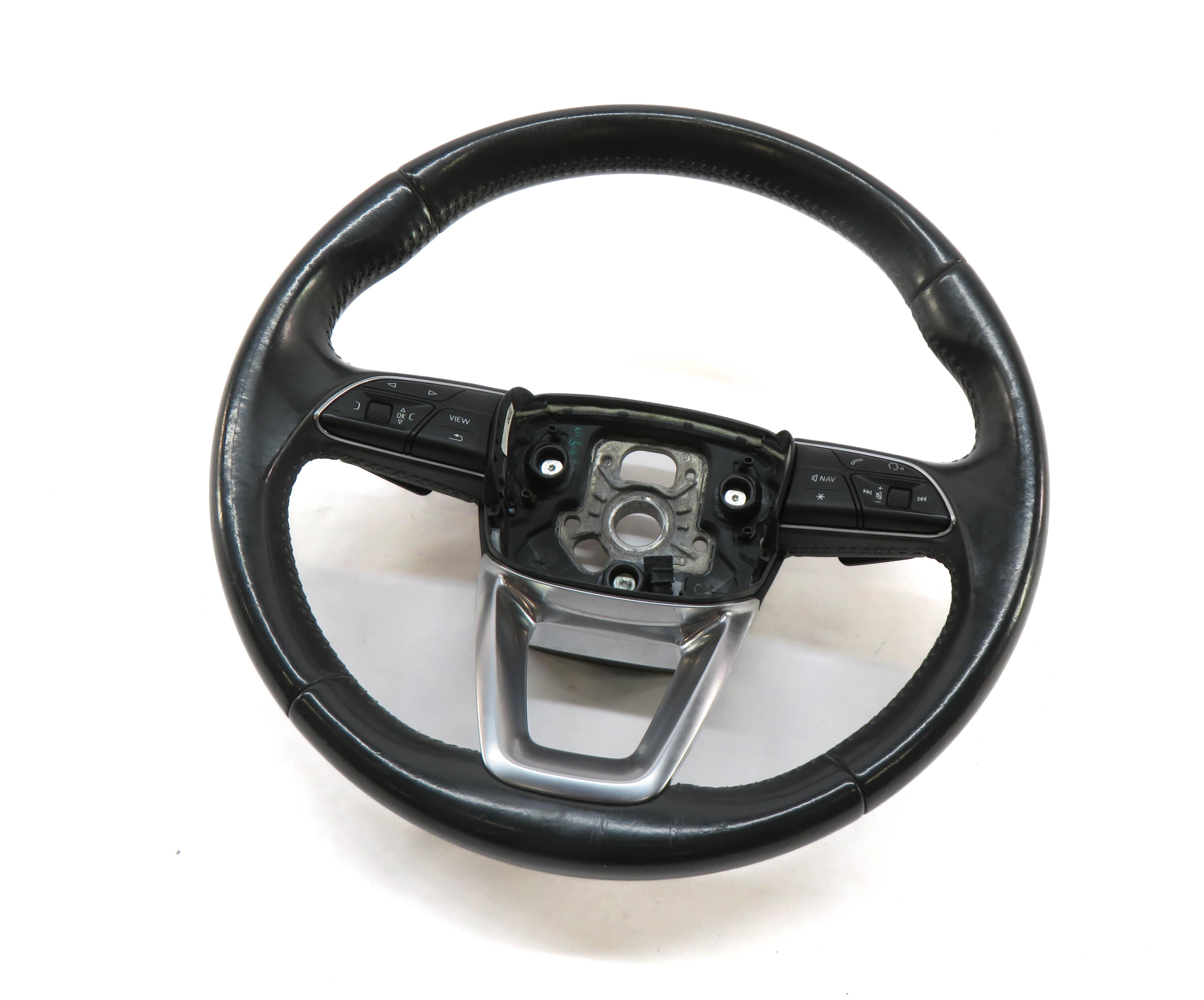 17-19 AUDI Q7 4M 3 SPOKE SPORT STEERING WHEEL w/ SHIFT PADDLES & SWITCHES BLACK — exact item pictured