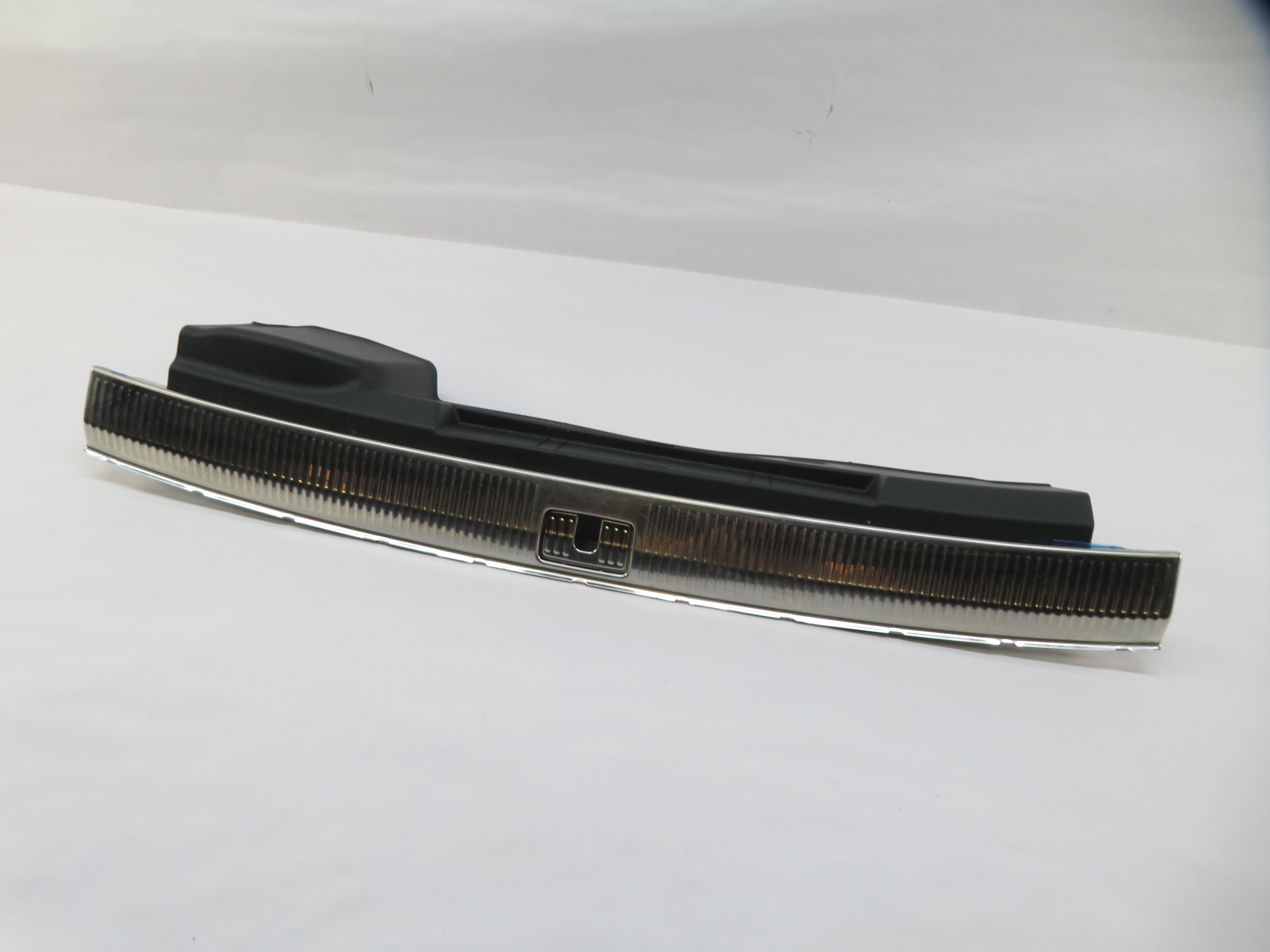 2017 AUDI Q7 (4M) REAR TRUNK SILL SCUFF PLATE COVER TRIM (BLACK & CHROME FINISH) — exact item pictured