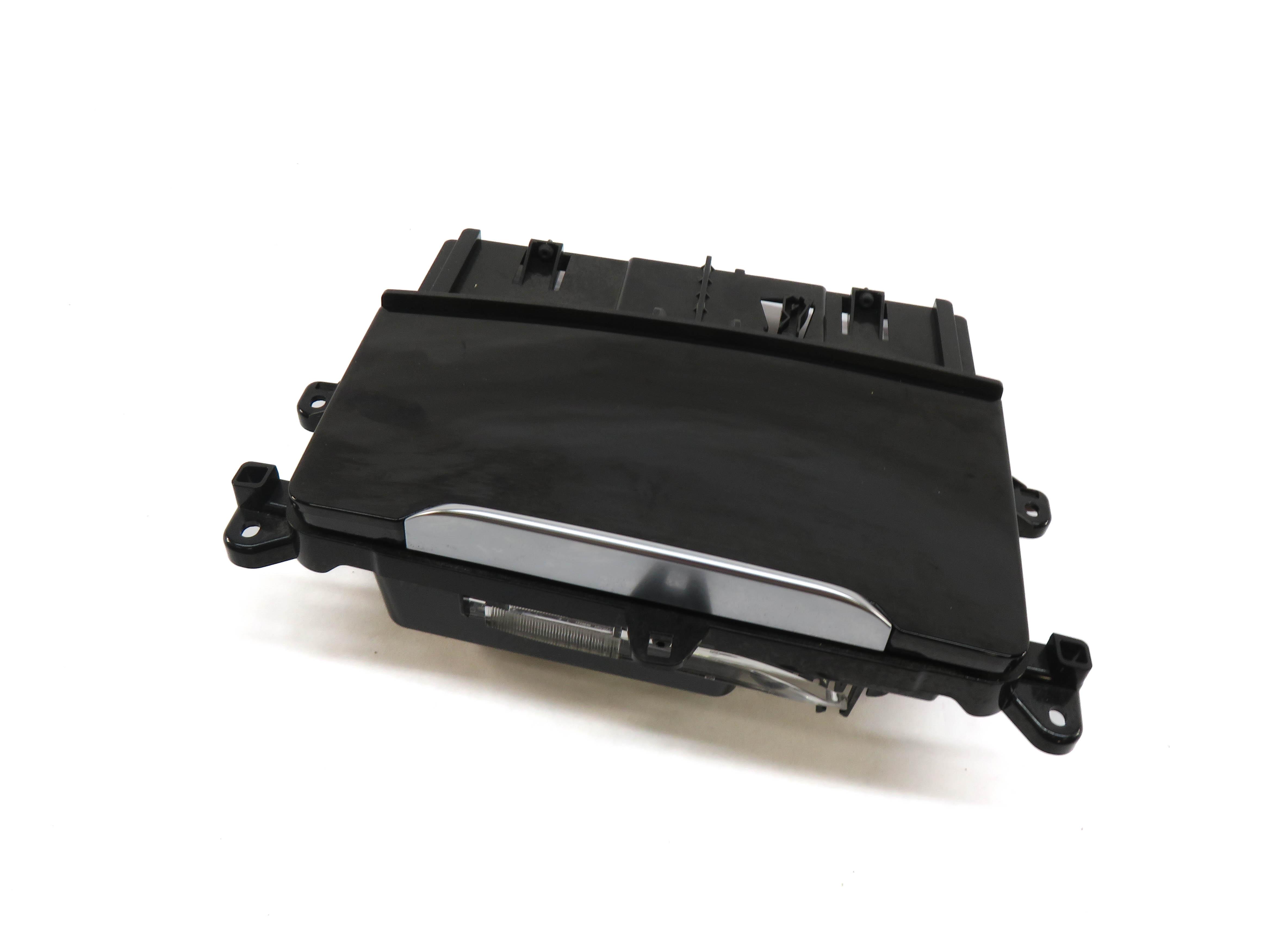 2017 AUDI Q7 (4M) FRONT CENTER CONSOLE COIN TRAY w/ 12V SOCKET HIGH GLOSS BLACK — exact item pictured