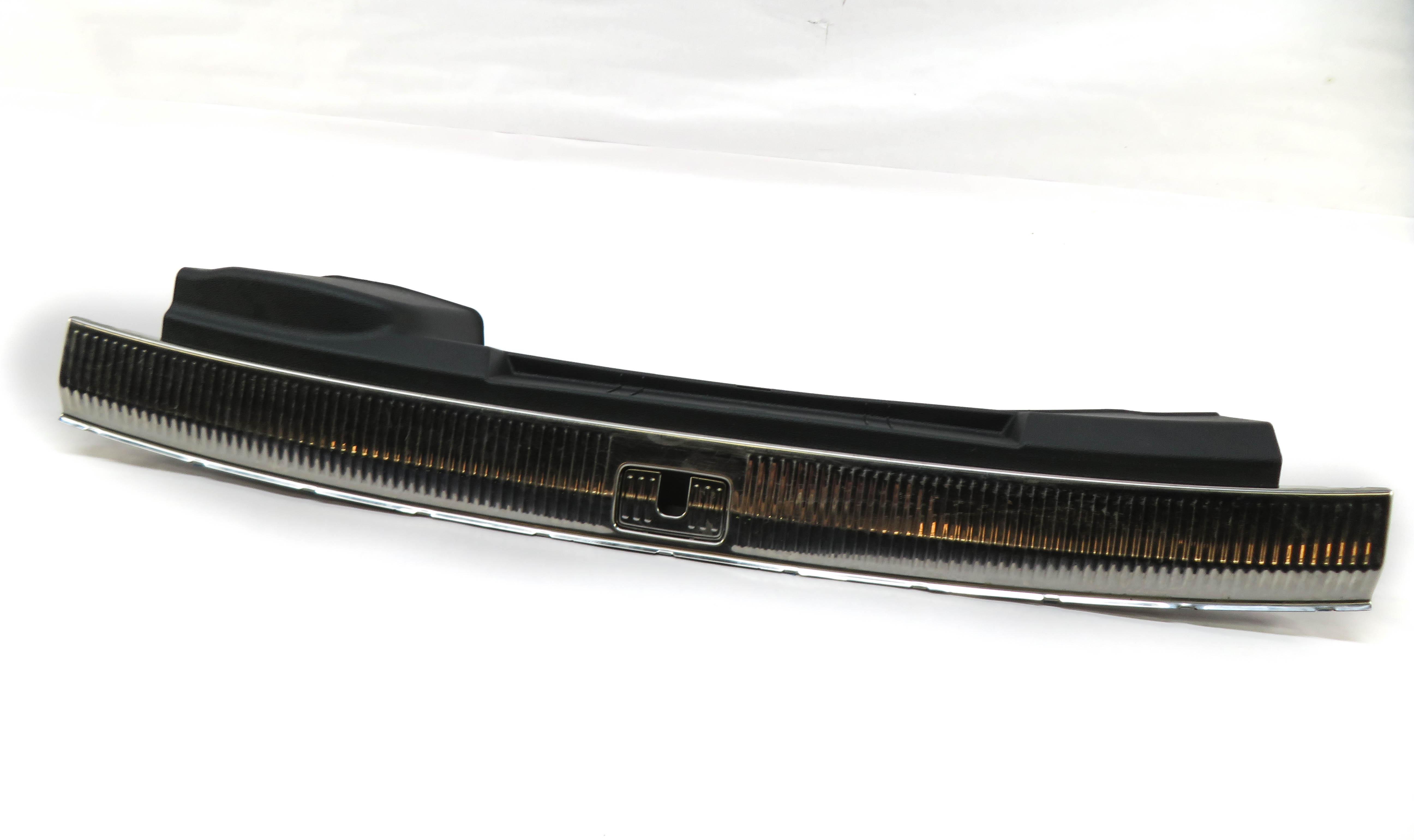 2017 AUDI Q7 (4M) REAR TRUNK FLOOR SCUFF PLATE TRIM PANEL (BLACK & CHROME) — exact item pictured