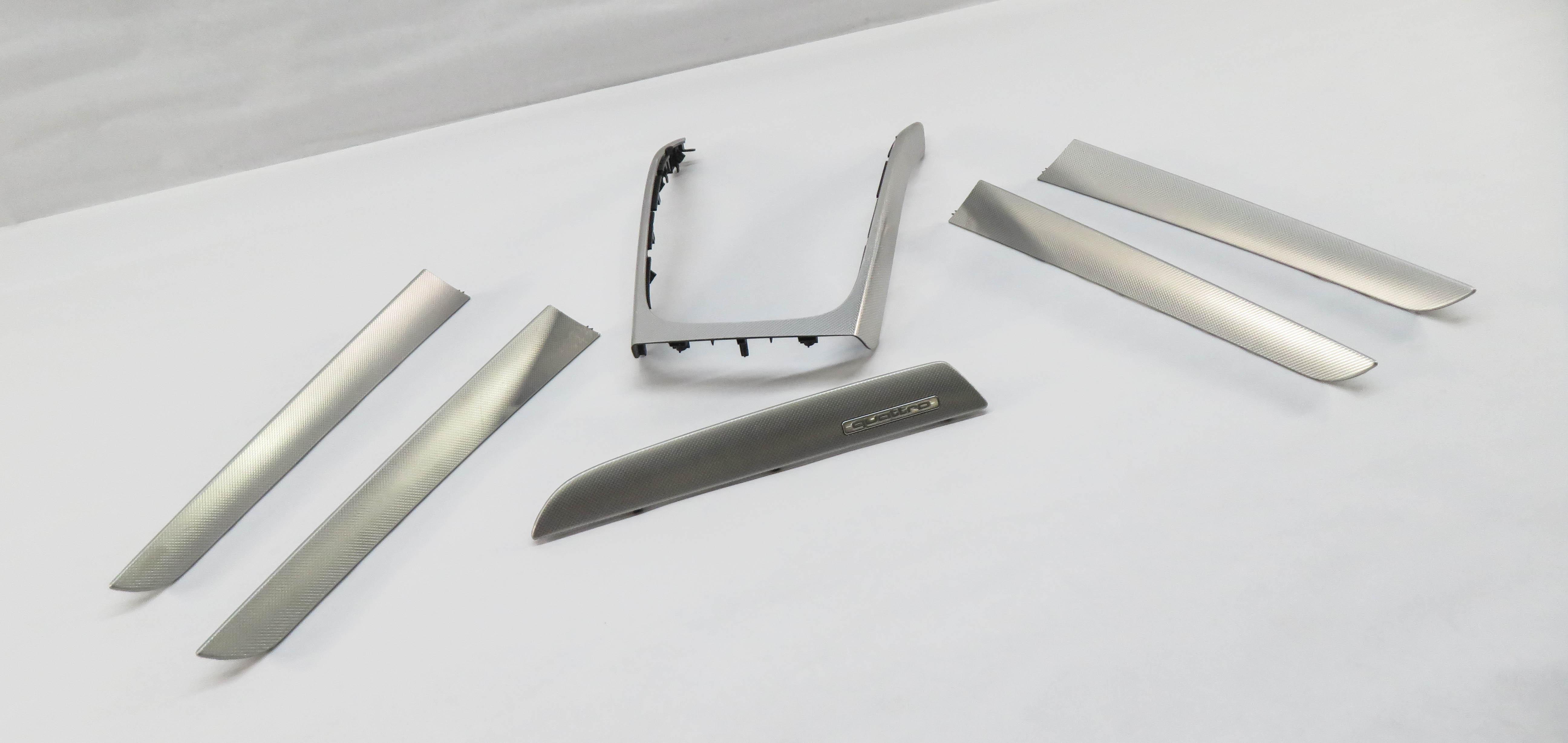 2013 AUDI A4 (B8 8K) FRONT REAR LEFT RIGHT DOOR CONSOLE DASH ALUMINUM TRIM SET/6 — exact item pictured