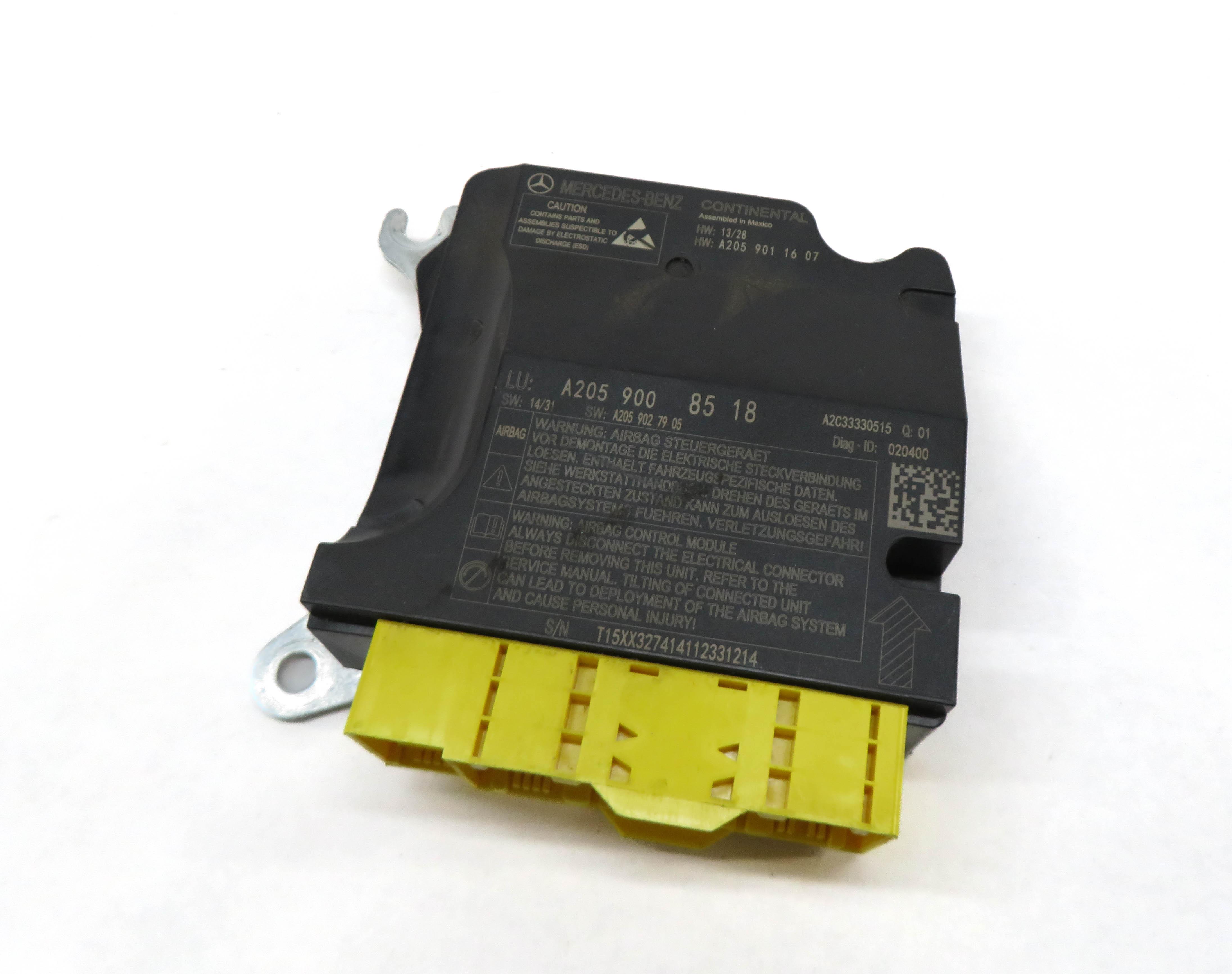 15-16 MERCEDES C300 C350 C400 C450 C63 GLC300 (W205 X253) SRS BAG CONTROL MODULE — exact item pictured