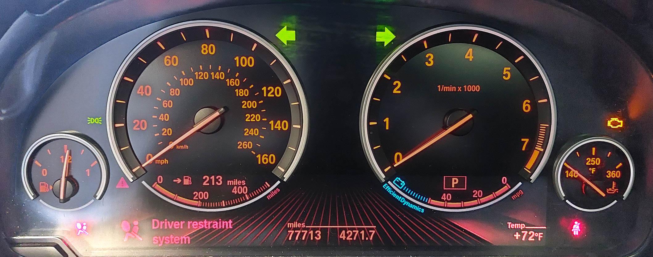 2011-2014 BMW 528i 535i 550i 640i 650i 740i 750i 760i X3 SPEEDOMETER GAUGE 77k — exact item pictured