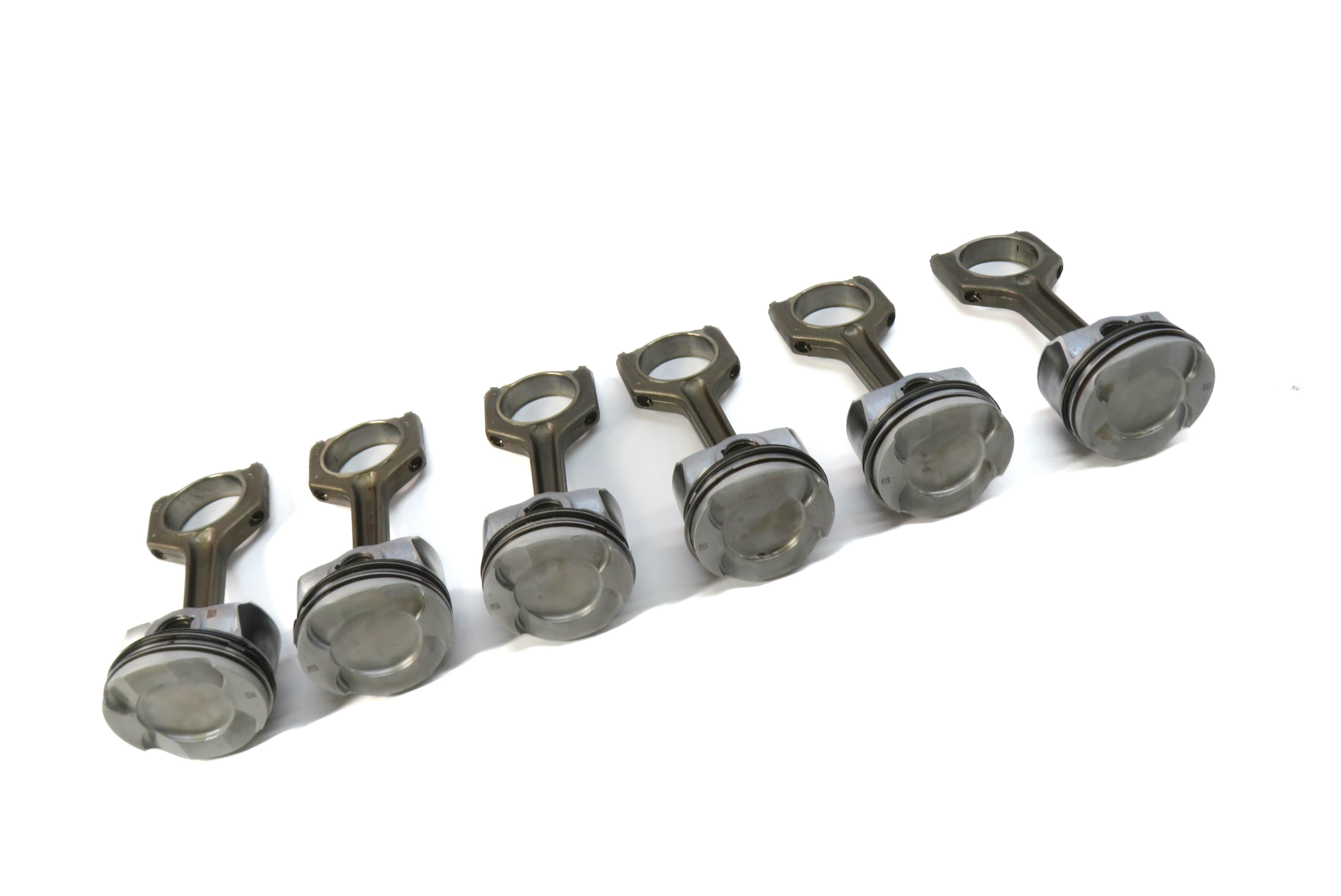 BMW 1/3/5/6/7/X1/X3/X5/X6 3.0L N55 TURBO ENGINE - PISTON w/ CONNECTING ROD SET/6 — exact item pictured