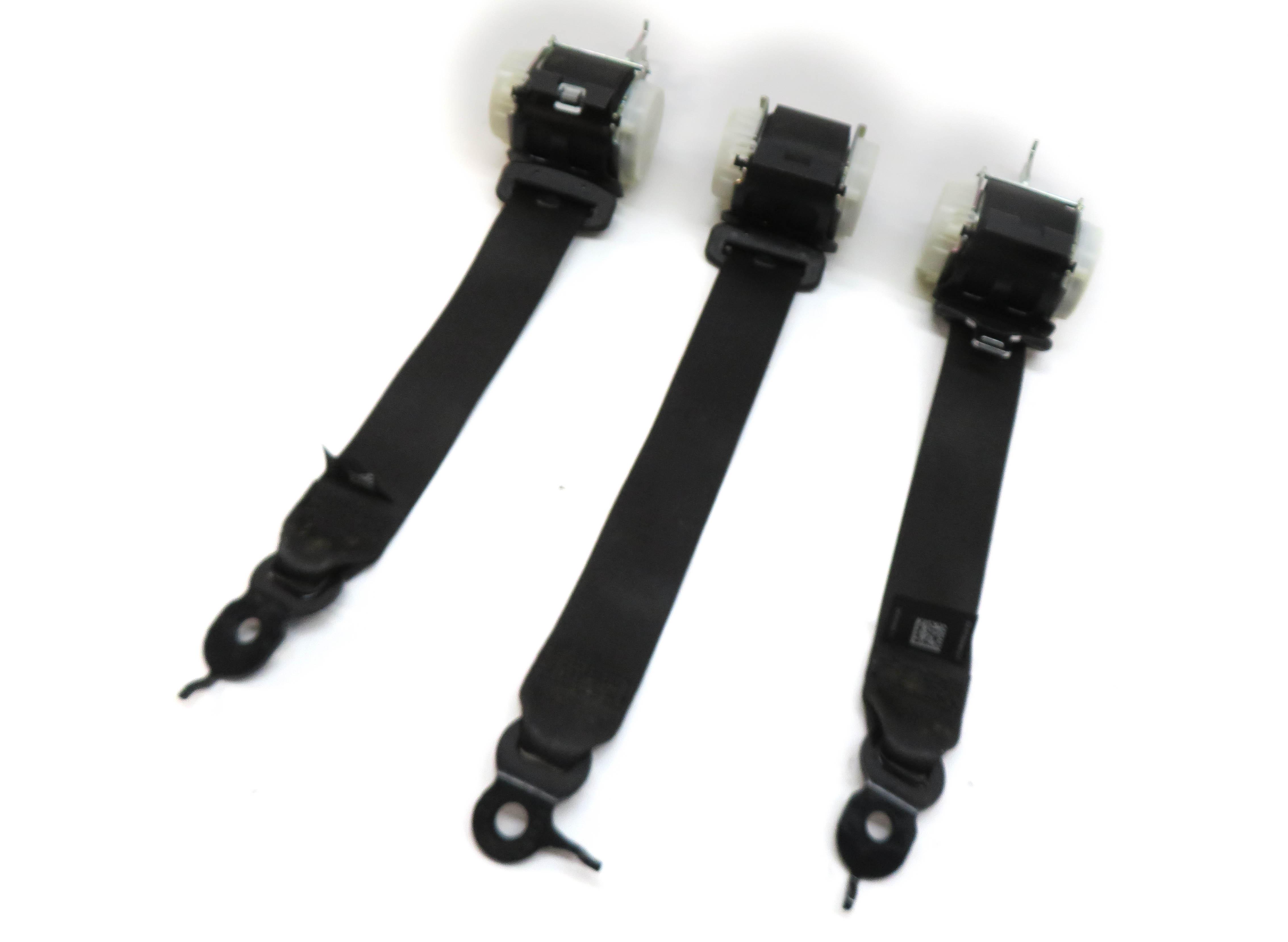 2012 BMW 740Li (F01) REAR LEFT RIGHT CENTER SEATBELT RETRACTOR SET/3 (BLACK) — exact item pictured