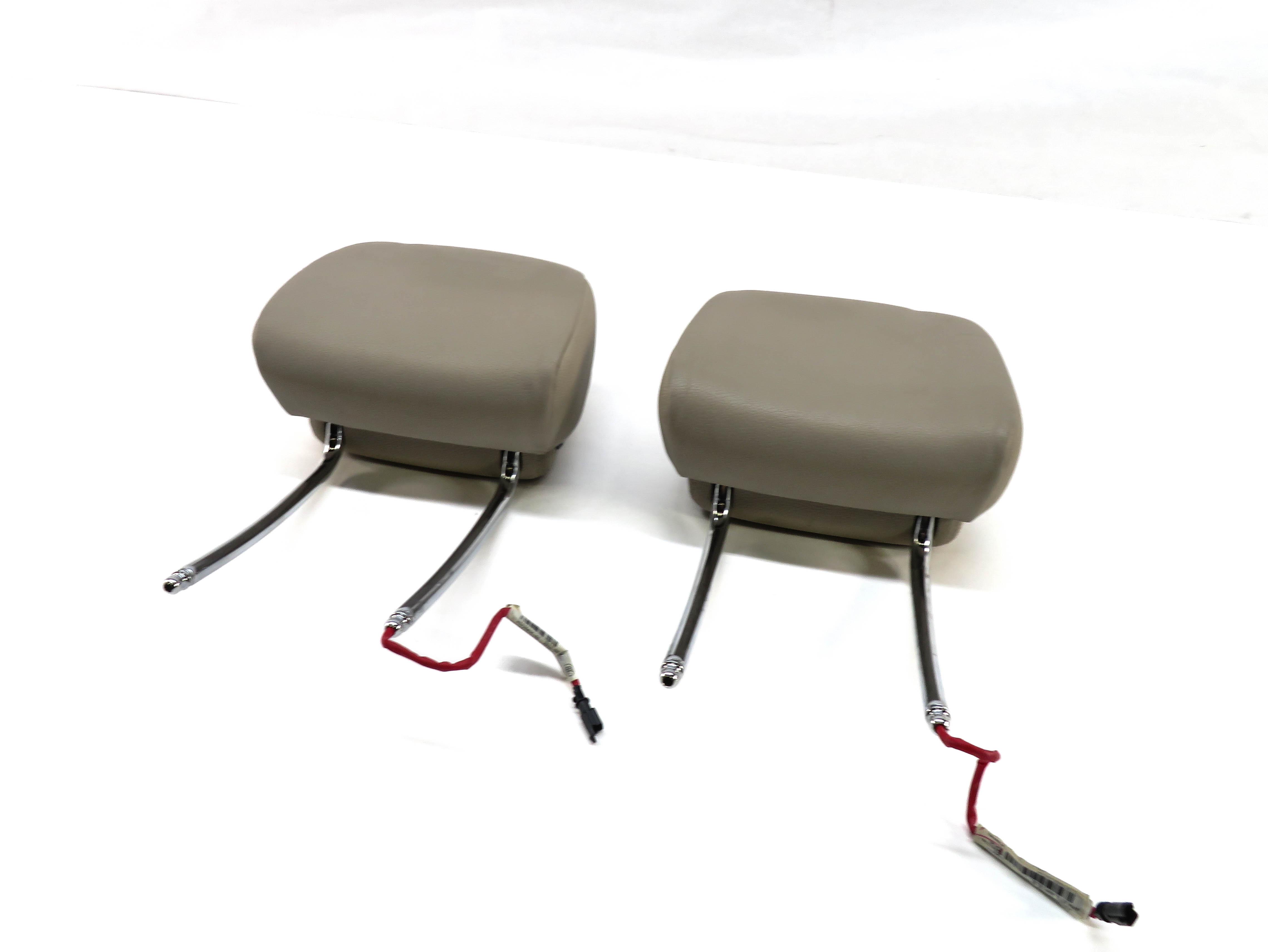 2012 BMW X5 (E70) FRONT LEFT & RIGHT SEAT HEADREST SET (OYSTER LEATHER LUCX) — exact item pictured