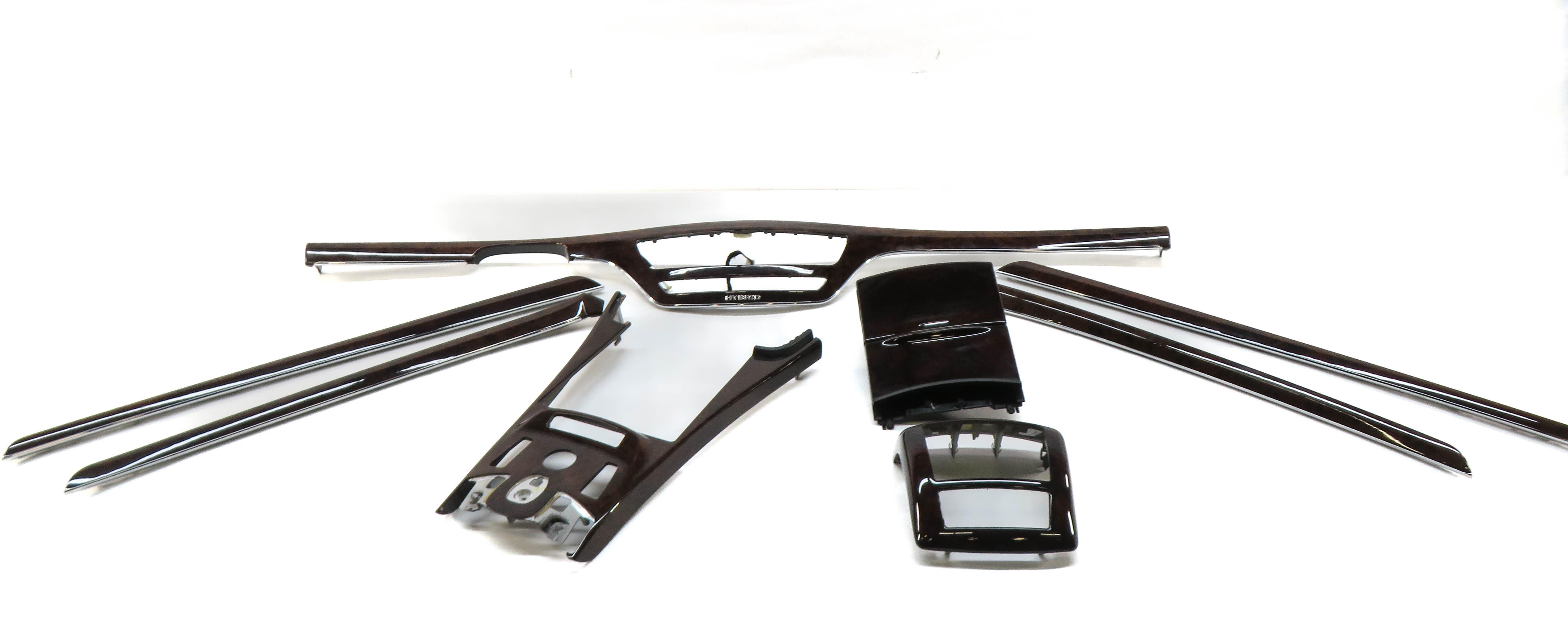 2010 MERCEDES S400 (W221) DASH DOOR CONSOLE WOOD GRAIN TRIM SET (WALNUT WOOD) — exact item pictured