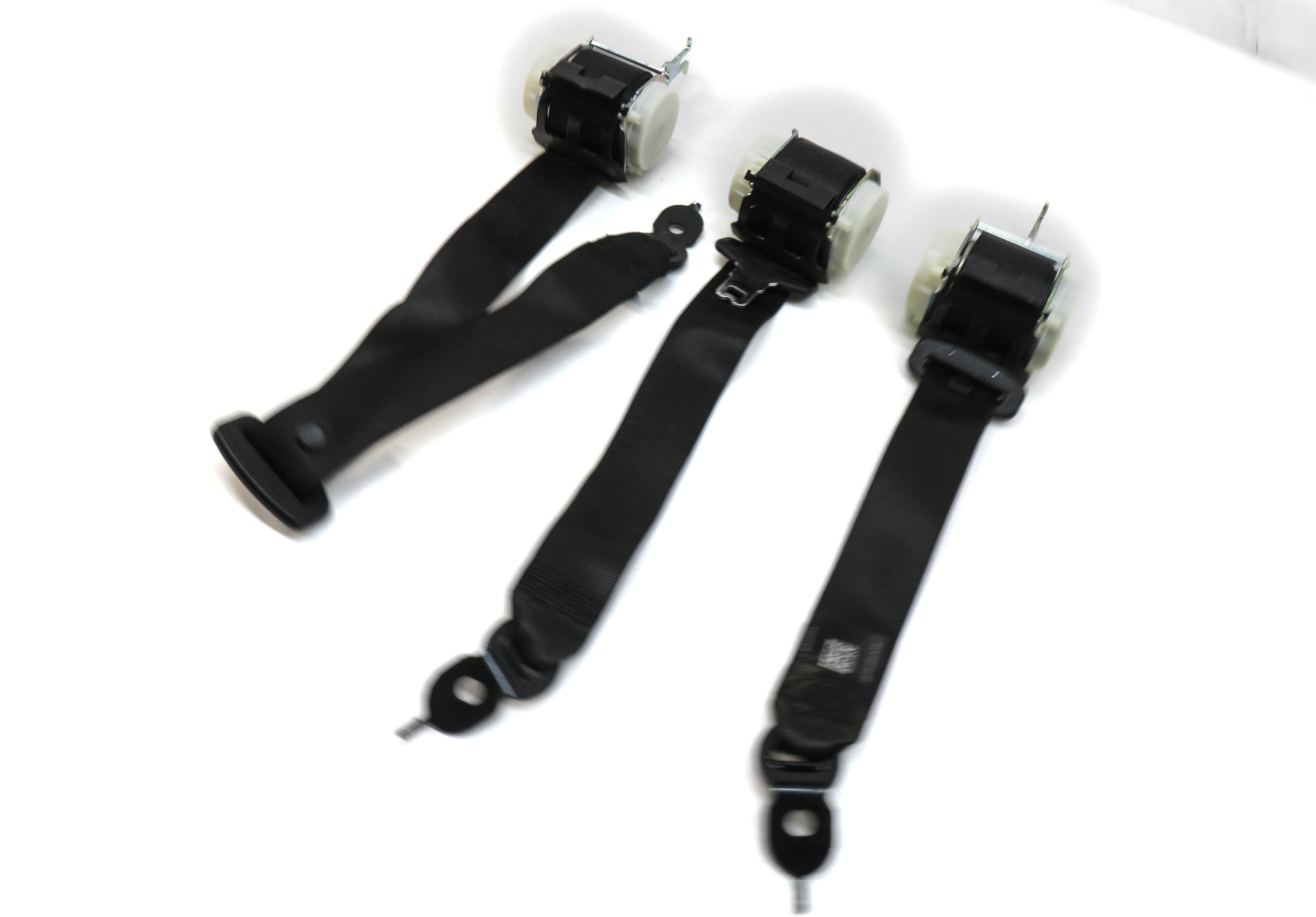 2012 BMW 528i (F10) REAR SEAT LEFT CENTER RIGHT SEATBELT RETRACTOR SET-3 (BLACK) — exact item pictured
