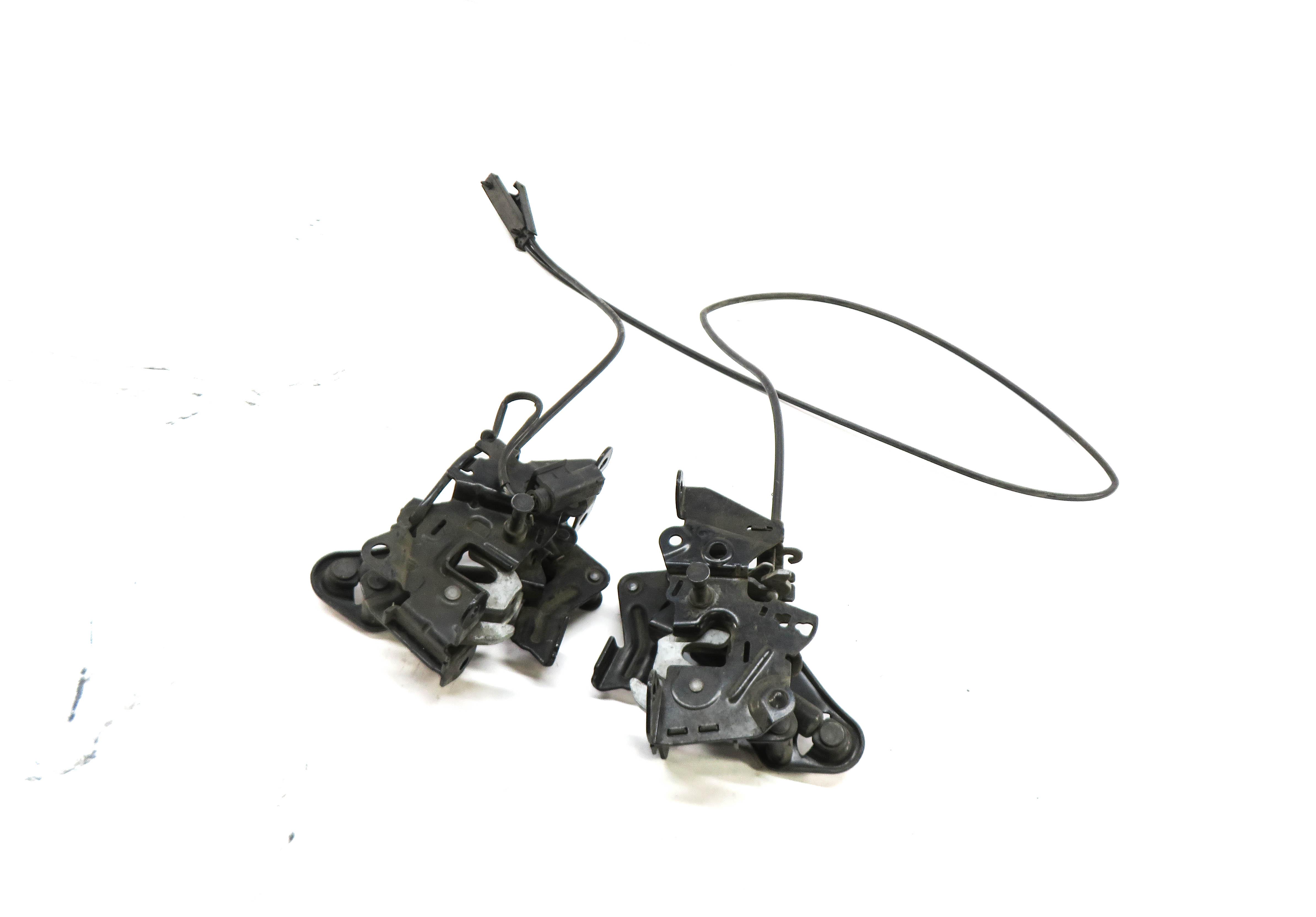 2012 BMW 528i (F10) FRONT LEFT & RIGHT LOWER HOOD LOCK LATCH SET-2 w/ CABLE — exact item pictured