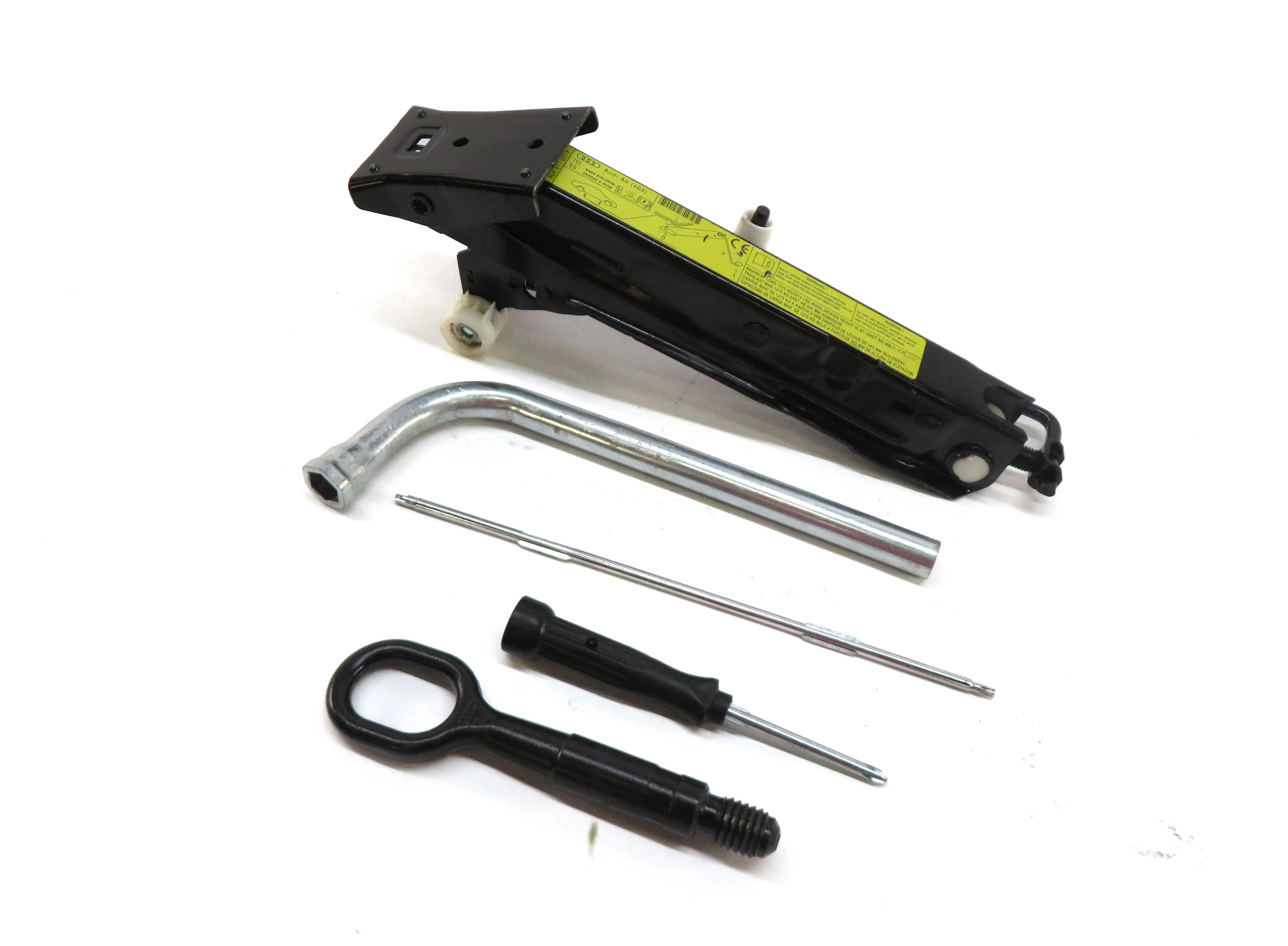 2012-2018 AUDI A6 S6 A7 S7 RS7 (C7) SPARE TIRE JACK w/ LUG WRENCH TOW HOOK TOOLS — exact item pictured