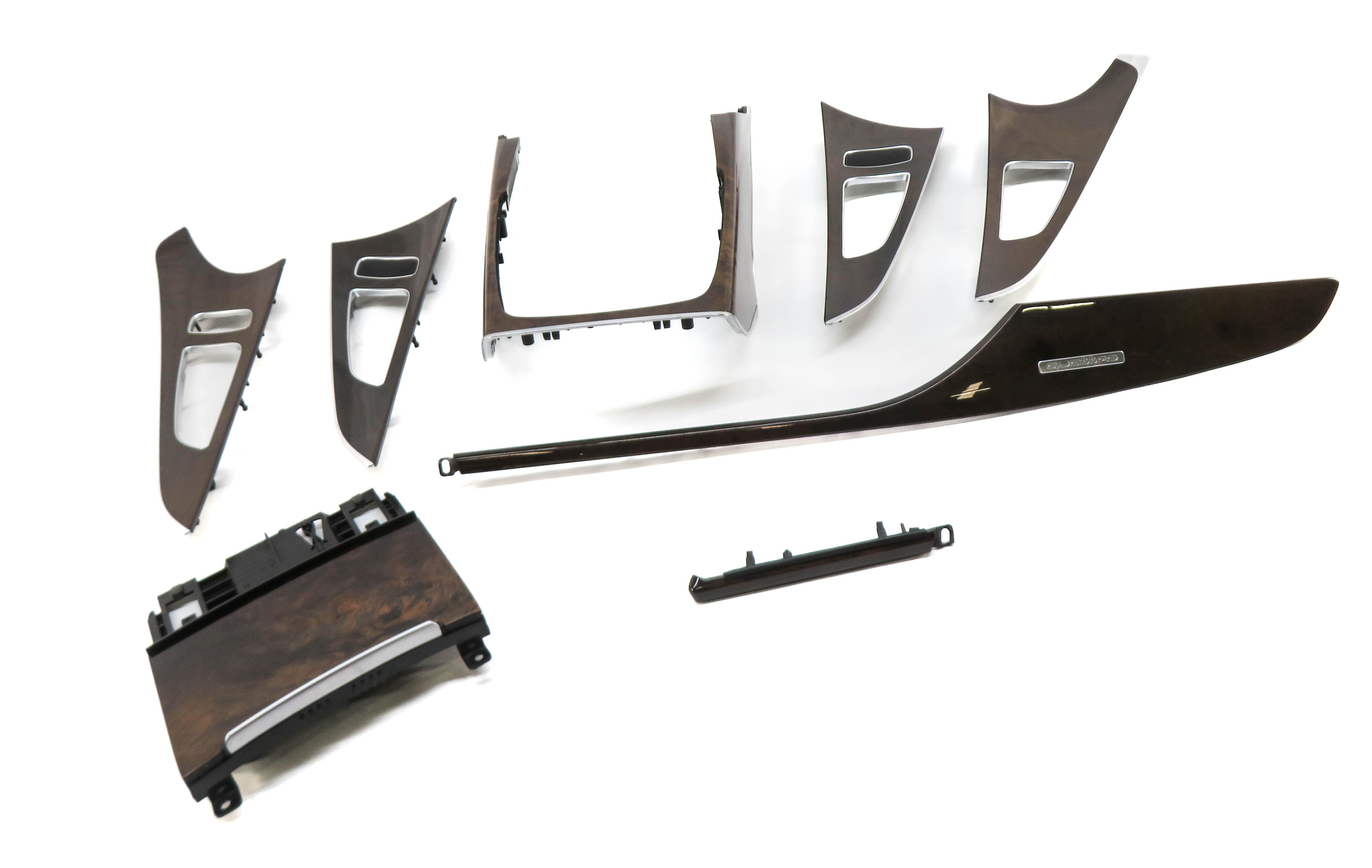 2013 AUDI A6 (C7) DASH DOOR CONSOLE WOOD GRAIN TRIM SET (DARK BROWN WALNUT WOOD) — exact item pictured