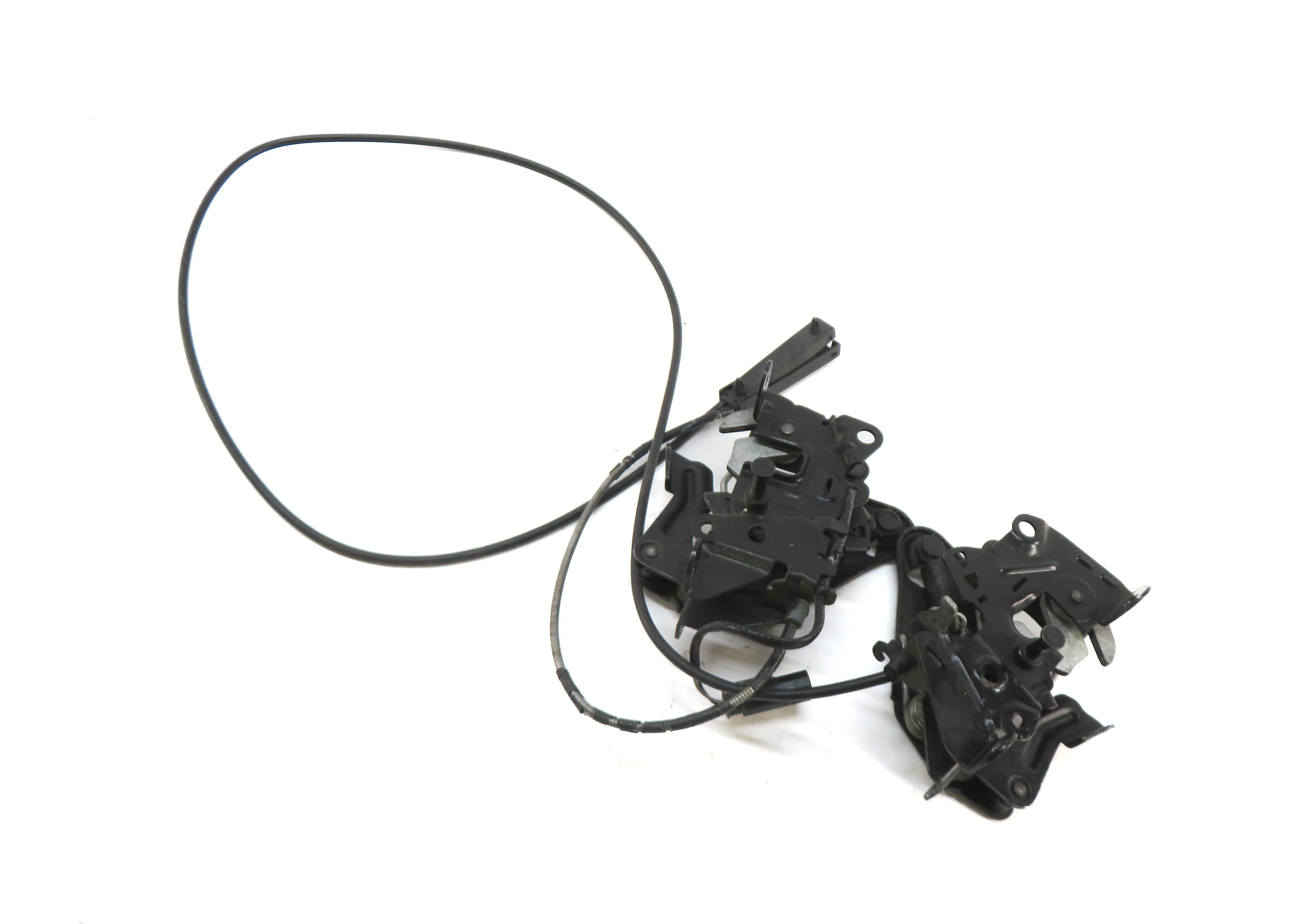 2013 BMW 535i (F10) FRONT LEFT & RIGHT LOWER HOOD LOCK LATCH SET w/ CABLE — exact item pictured