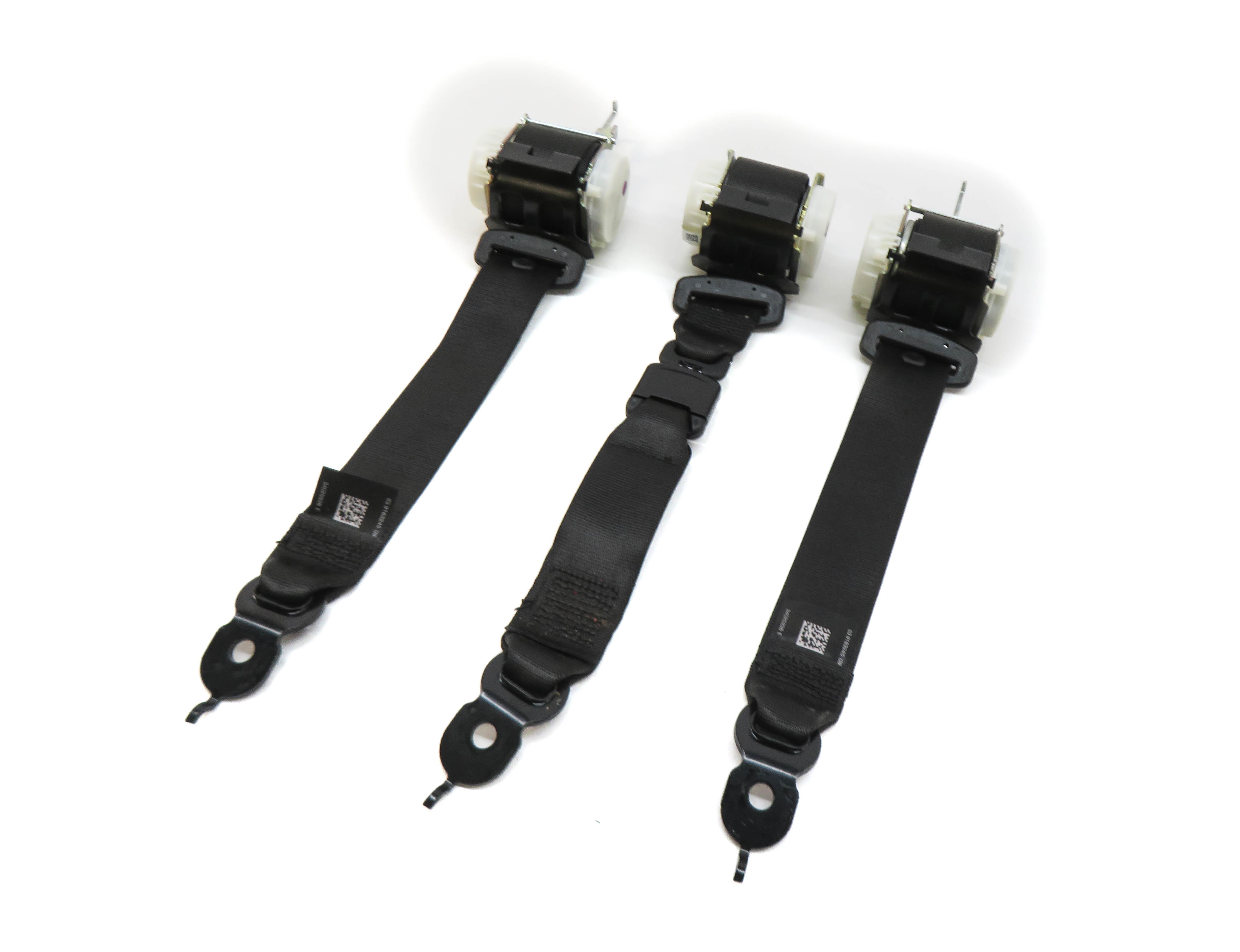 2013 BMW 535i (F10) REAR SEAT LEFT CENTER RIGHT SEATBELT RETRACTOR SET (BLACK) — exact item pictured