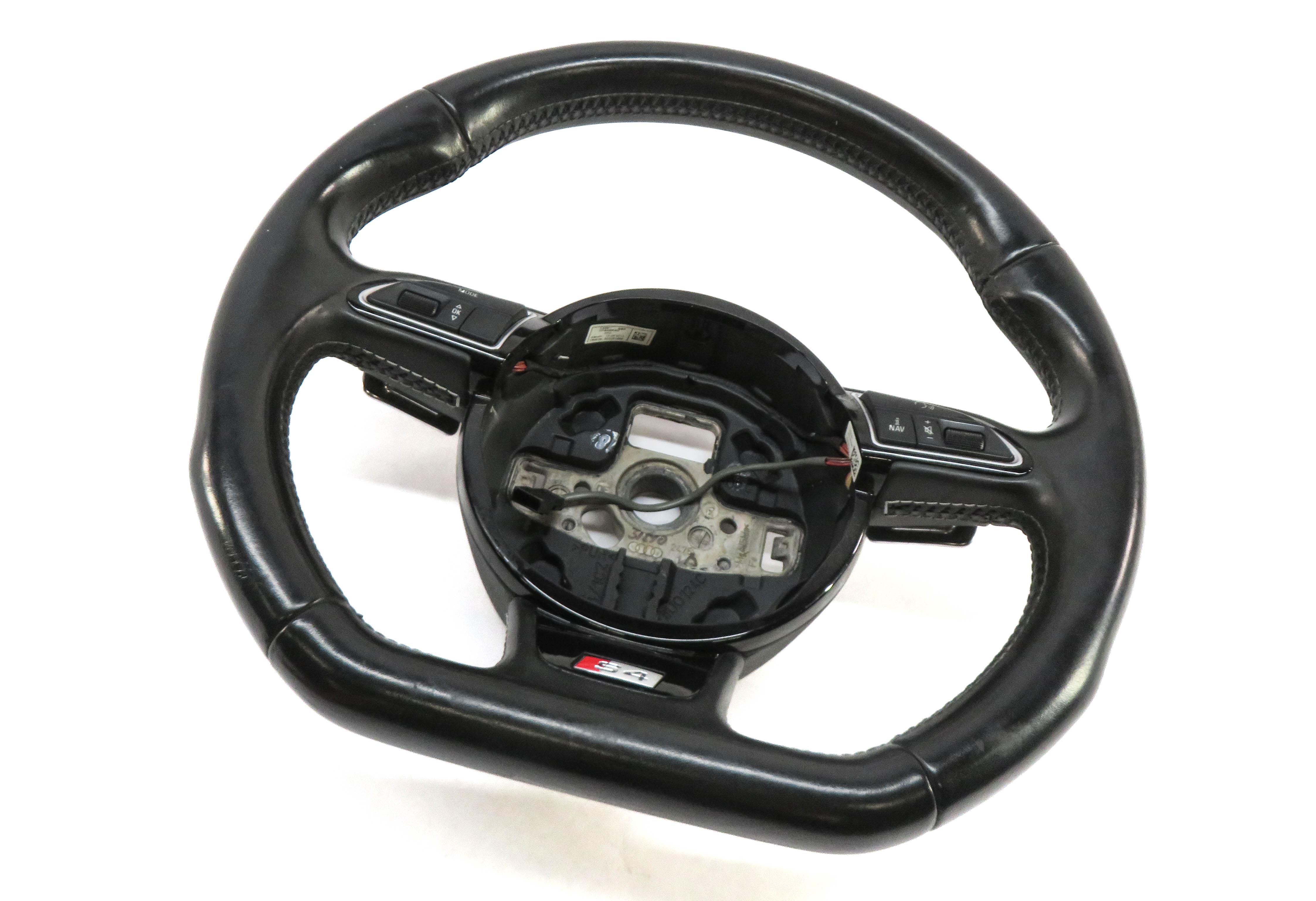 2014 AUDI S4 (B8 8K) 3-SPOKE FLAT BOTTOM SPORT STEERING WHEEL w/ PADDLES — exact item pictured