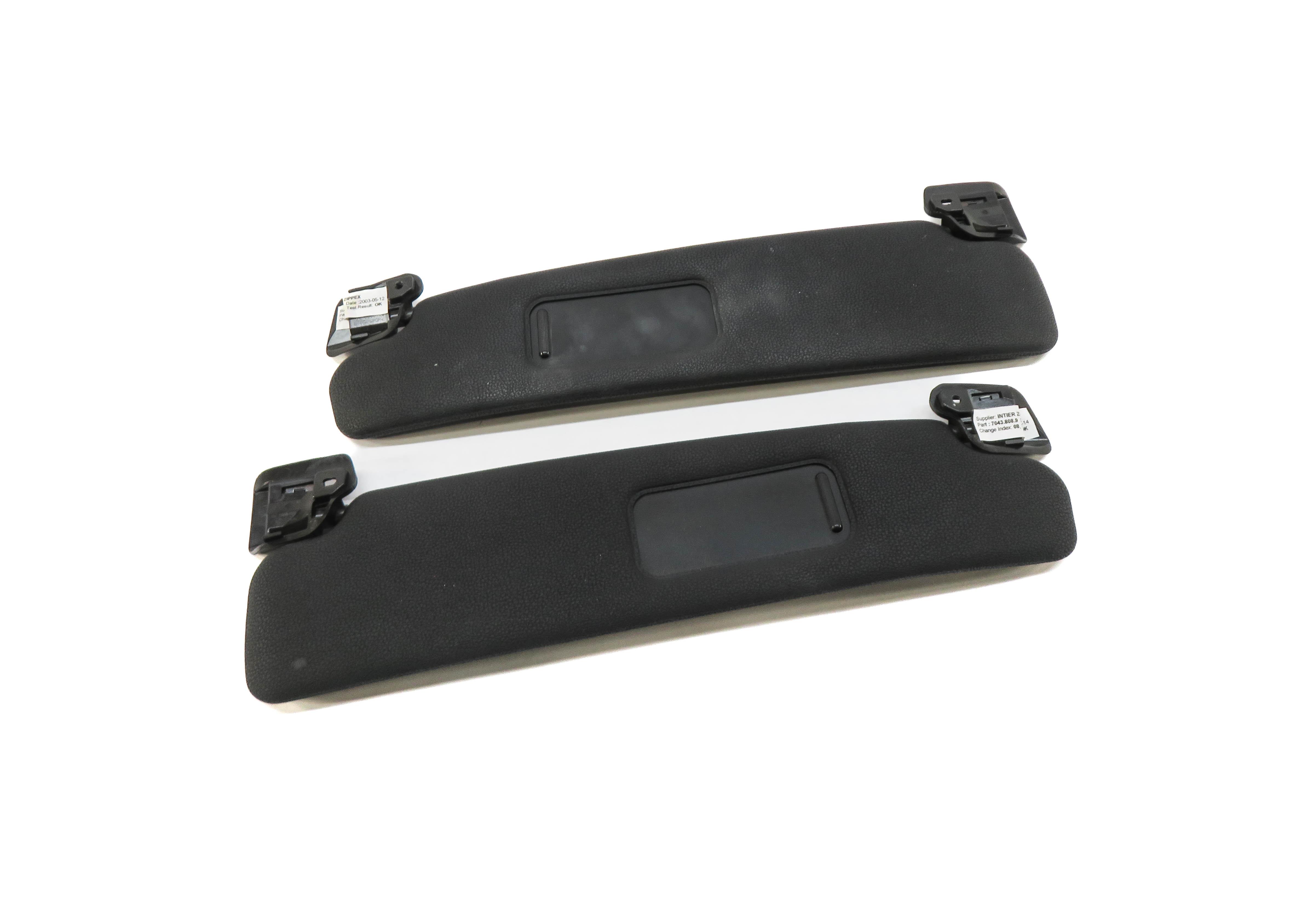 2003-2008 BMW Z4 (E85) FRONT LEFT & RIGHT SUN VISOR SUNVISOR SET (BLACK LEATHER) — exact item pictured