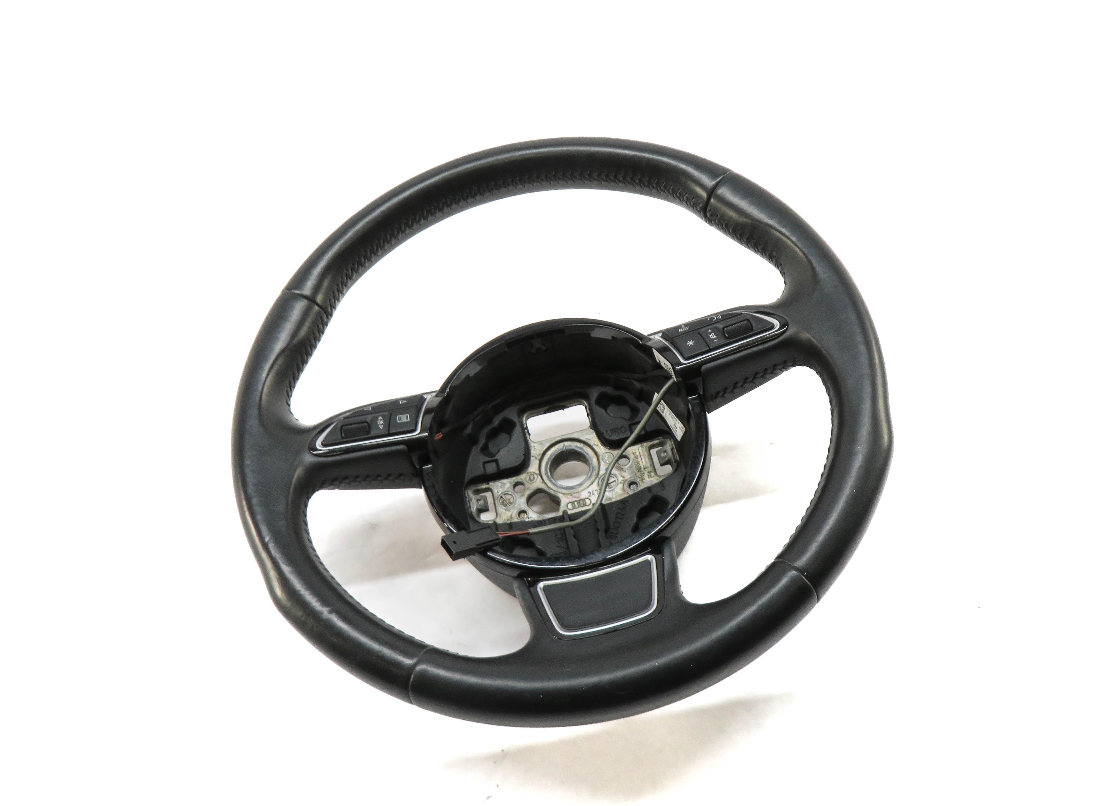 15-16 AUDI A3 (8V) LEFT DRIVER 3-SPOKE SPORT STEERING WHEEL w/ SWITCHES (BLACK) — exact item pictured