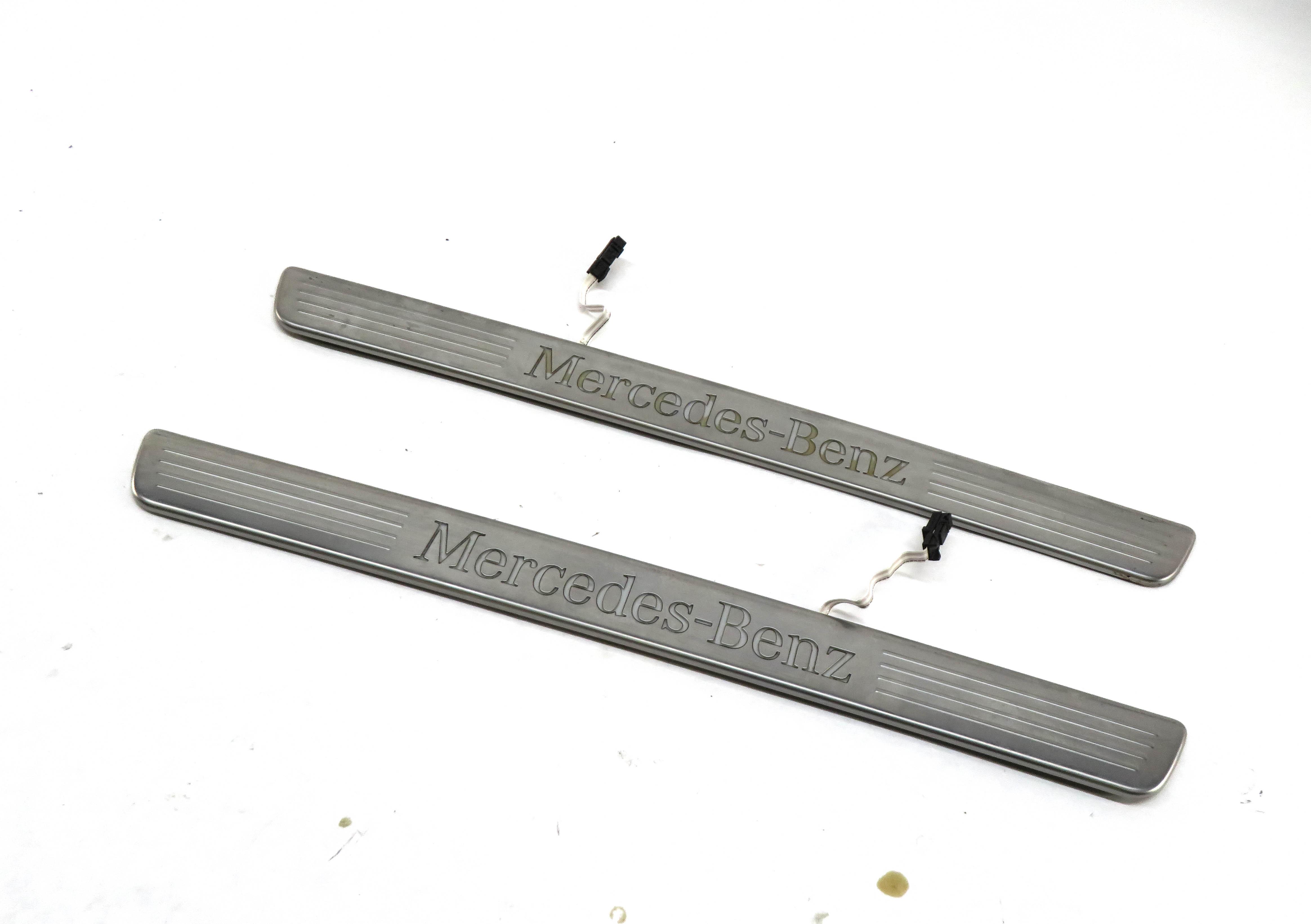 2013 MERCEDES GL450 (X166) FRONT LEFT & RIGHT LIGHTED DOOR SILL SCUFF TRIM SET — exact item pictured