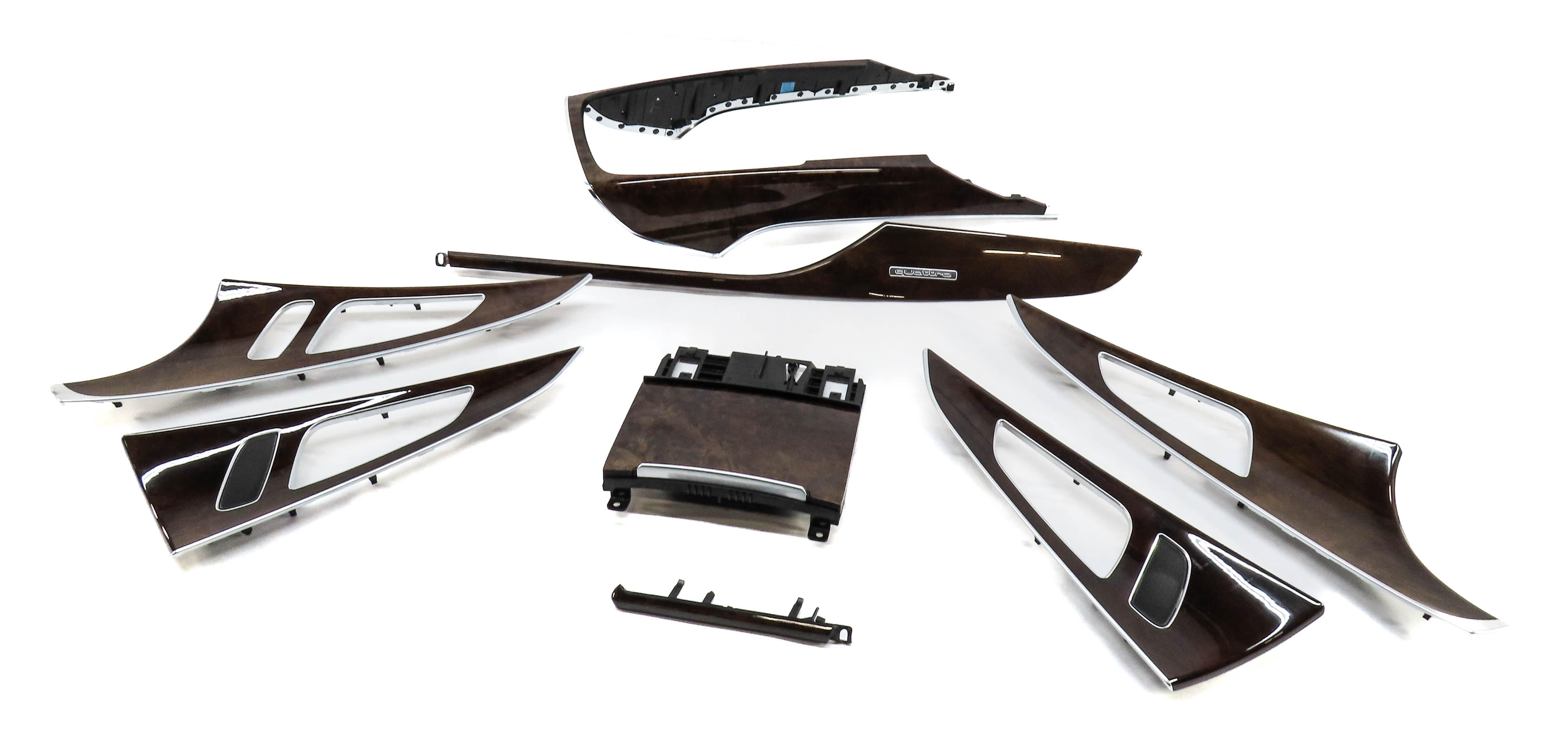 2012 AUDI A6 (C7) DASH DOOR CONSOLE WOOD GRAIN TRIM SET (BROWN WALNUT WOOD) — exact item pictured