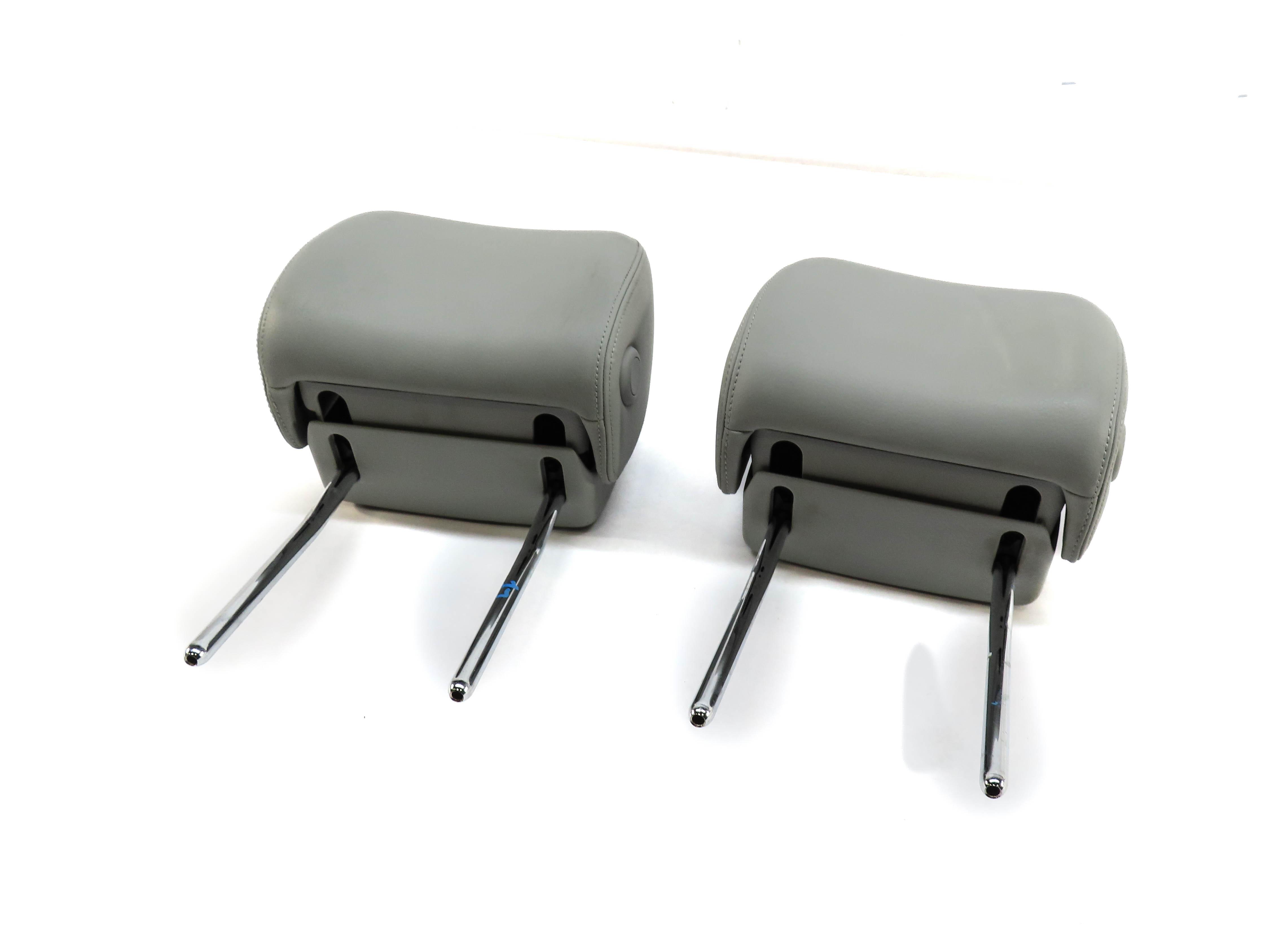 2012 AUDI A6 (C7) FRONT LEFT & RIGHT SEAT HEADREST HEAD REST SET (GRAY LEATHER) — exact item pictured