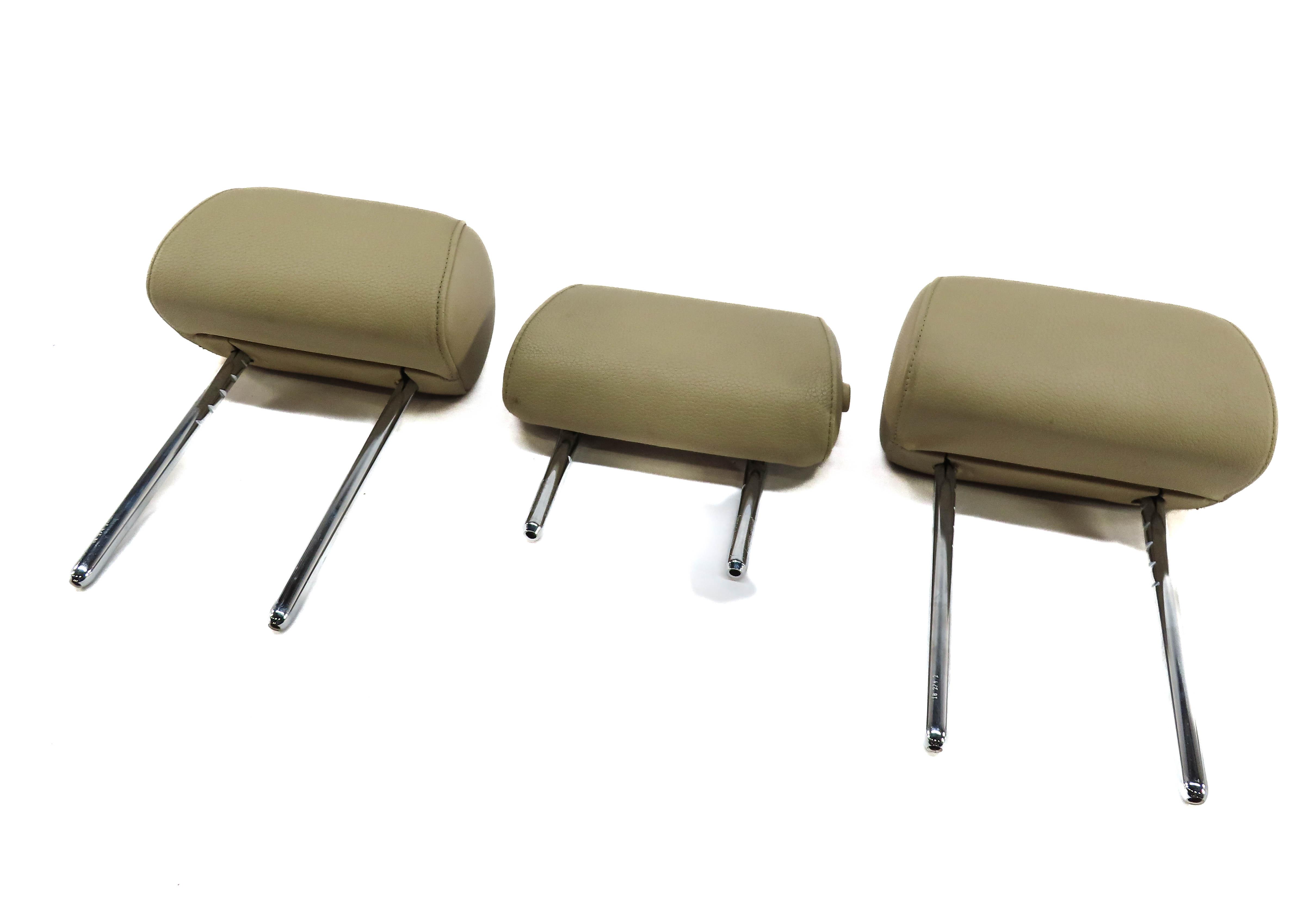 11-16 BMW GT 5-SERIES (F07 F10) REAR LEFT CENTER RIGHT SEAT HEADREST SET (BEIGE) — exact item pictured