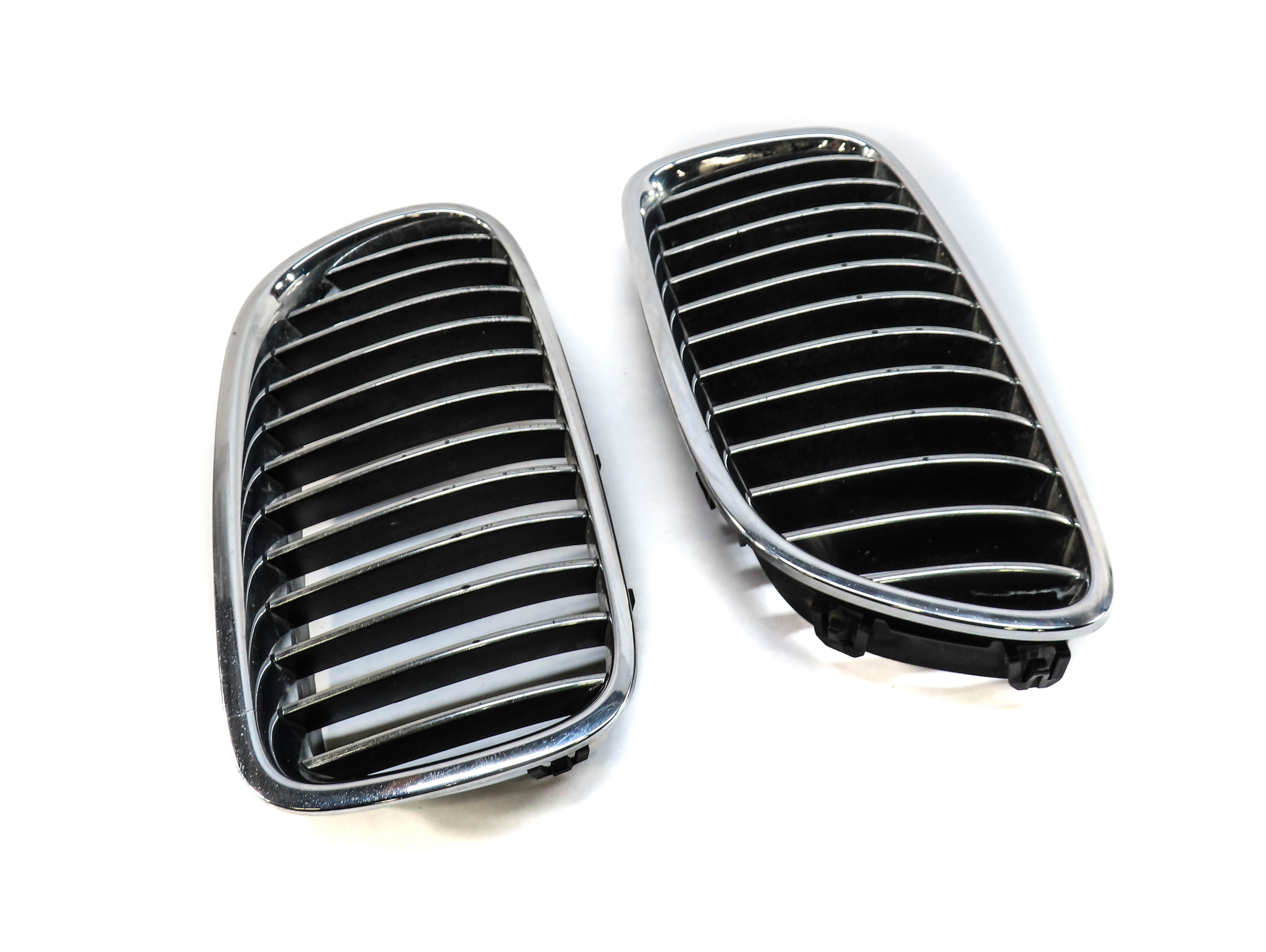 11-13 BMW 528i 535i 550i (F10) FRONT LEFT & RIGHT HOOD VENT GRILLE SET (CHROME) — exact item pictured