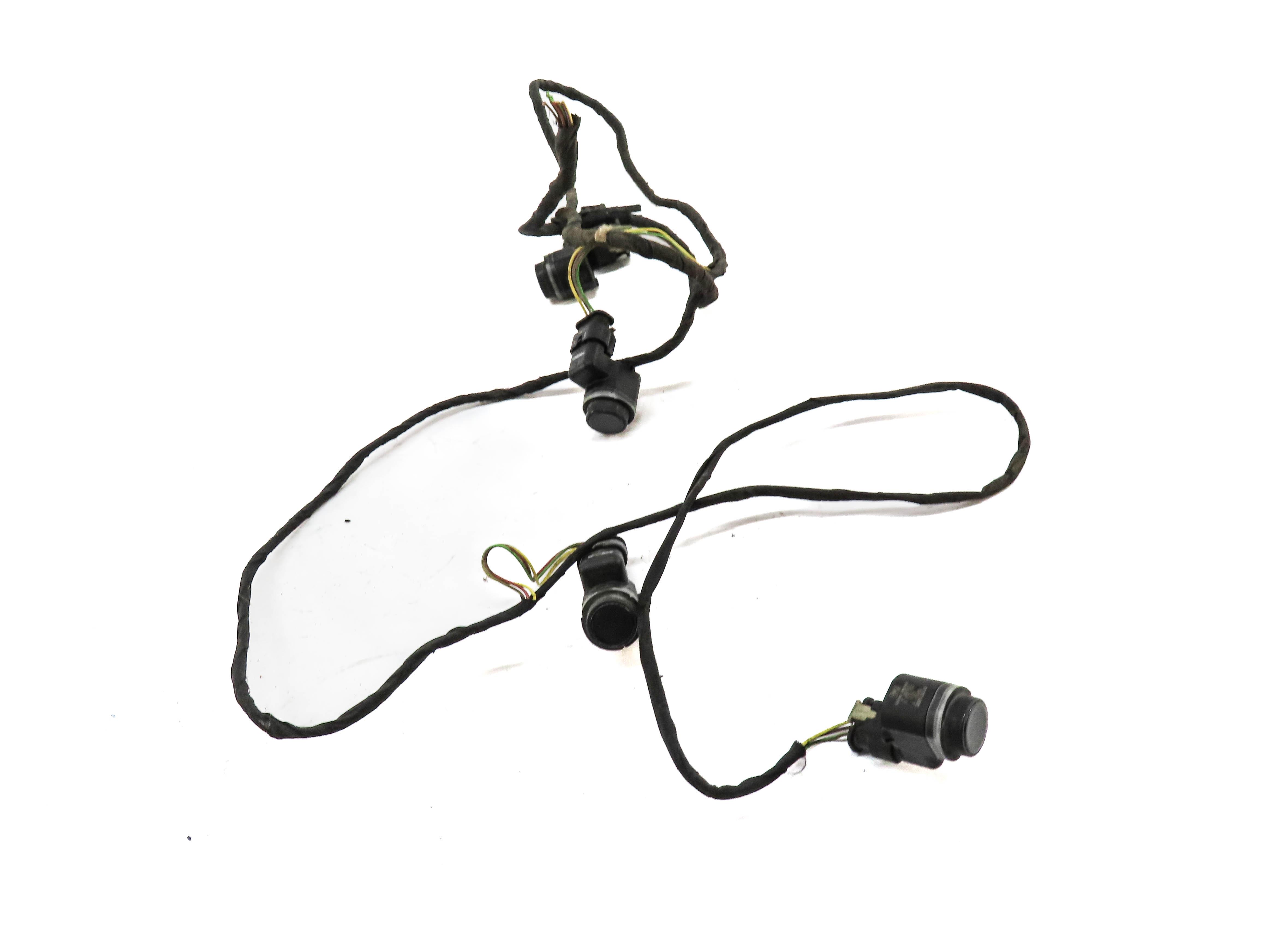 2015 BMW 750Li (F01) REAR BUMPER PARK DISTANCE SENSOR SET 4 w/ HARNESS (BLACK) — exact item pictured