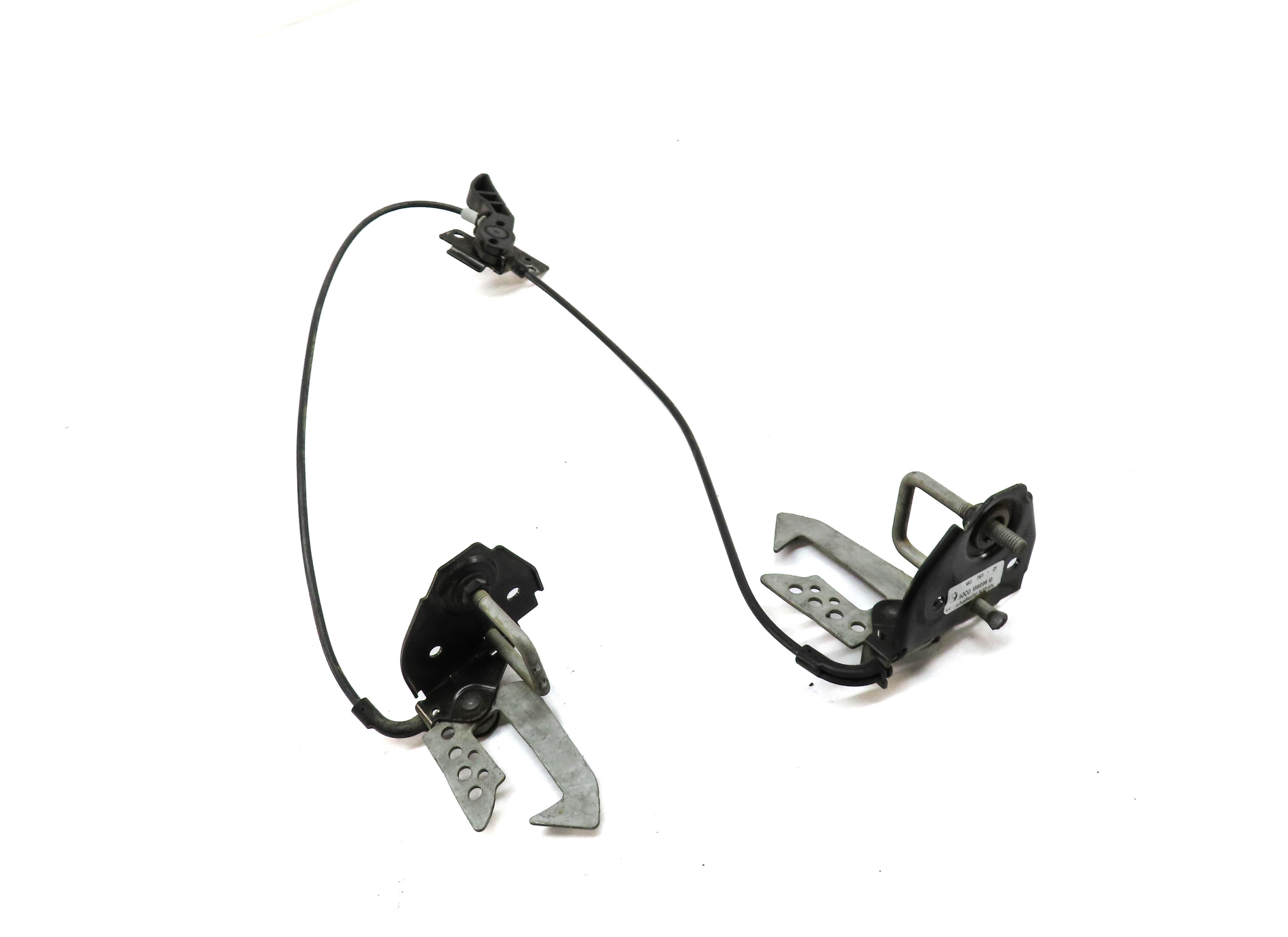 2015 BMW 750Li (F01) HOOD RELEASE LEVER & 2 SAFETY CATCH HOOKS w/ CABLE SET — exact item pictured