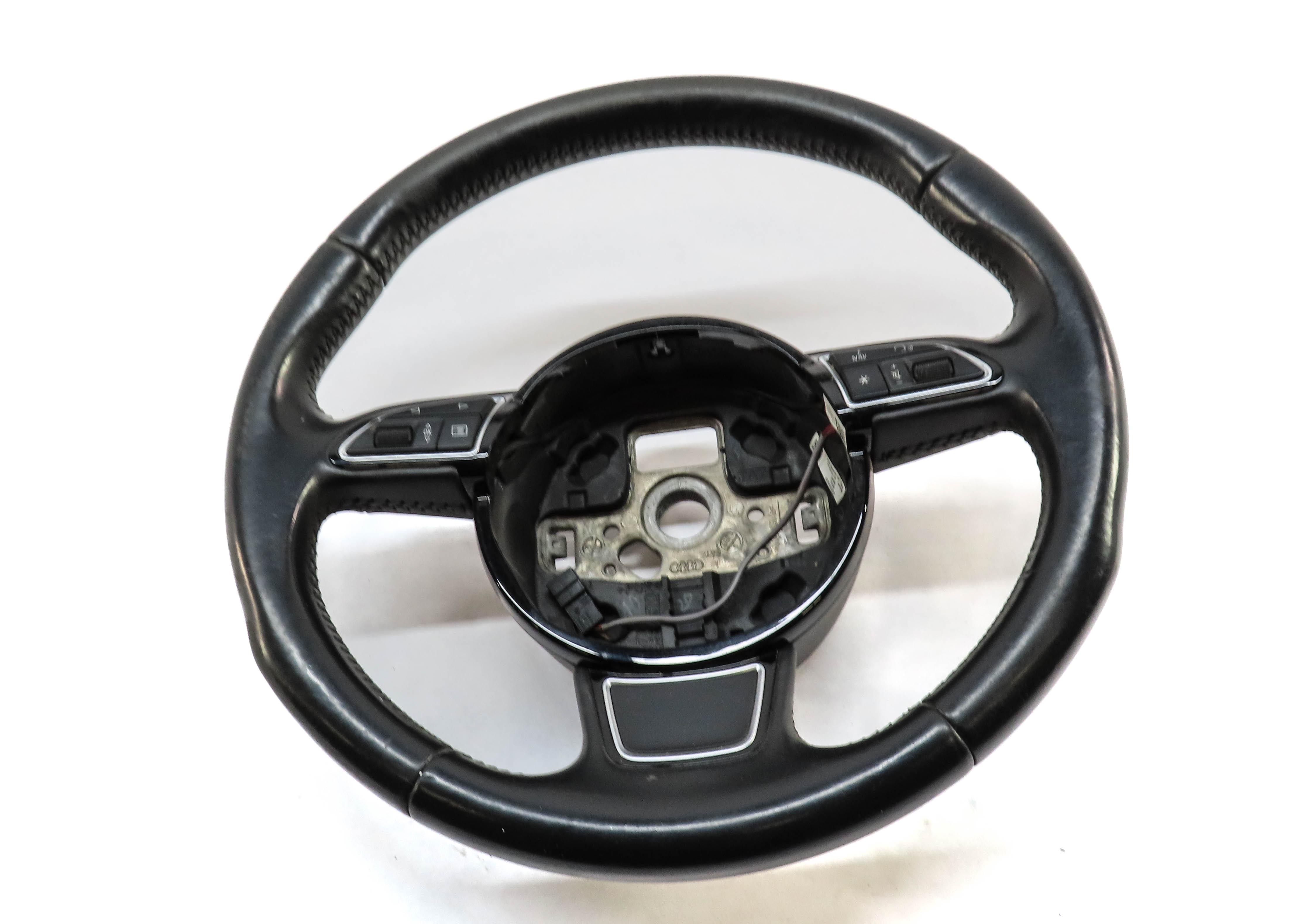 15-16 AUDI A3 (8V) LEFT DRIVER 3-SPOKE SPORT STEERING WHEEL w/ SWITCHES (BLACK) — exact item pictured