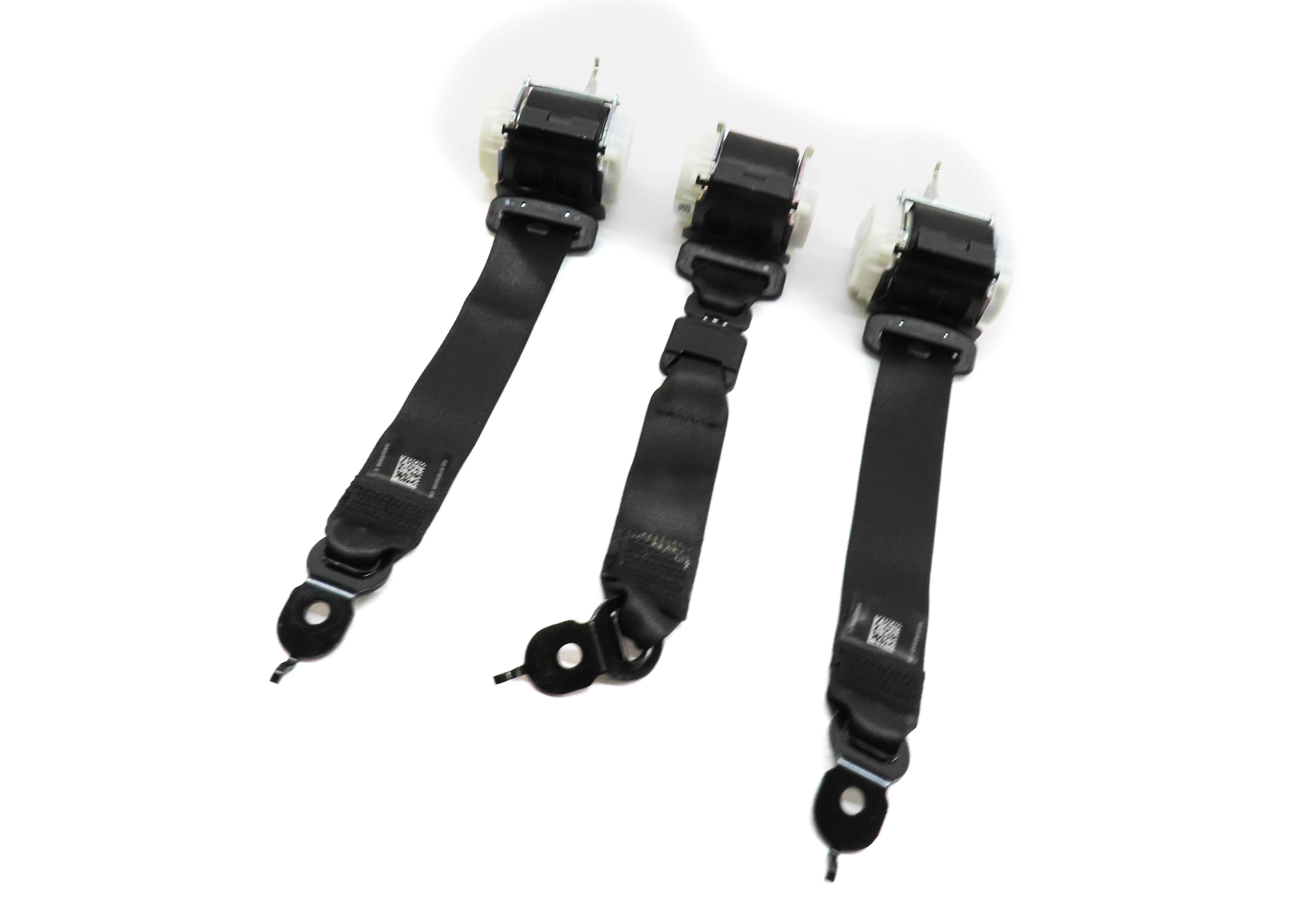 2013 BMW M5 (F10) REAR LEFT RIGHT CENTER SEATBELT RETRACTOR SET OF 3 (BLACK) — exact item pictured