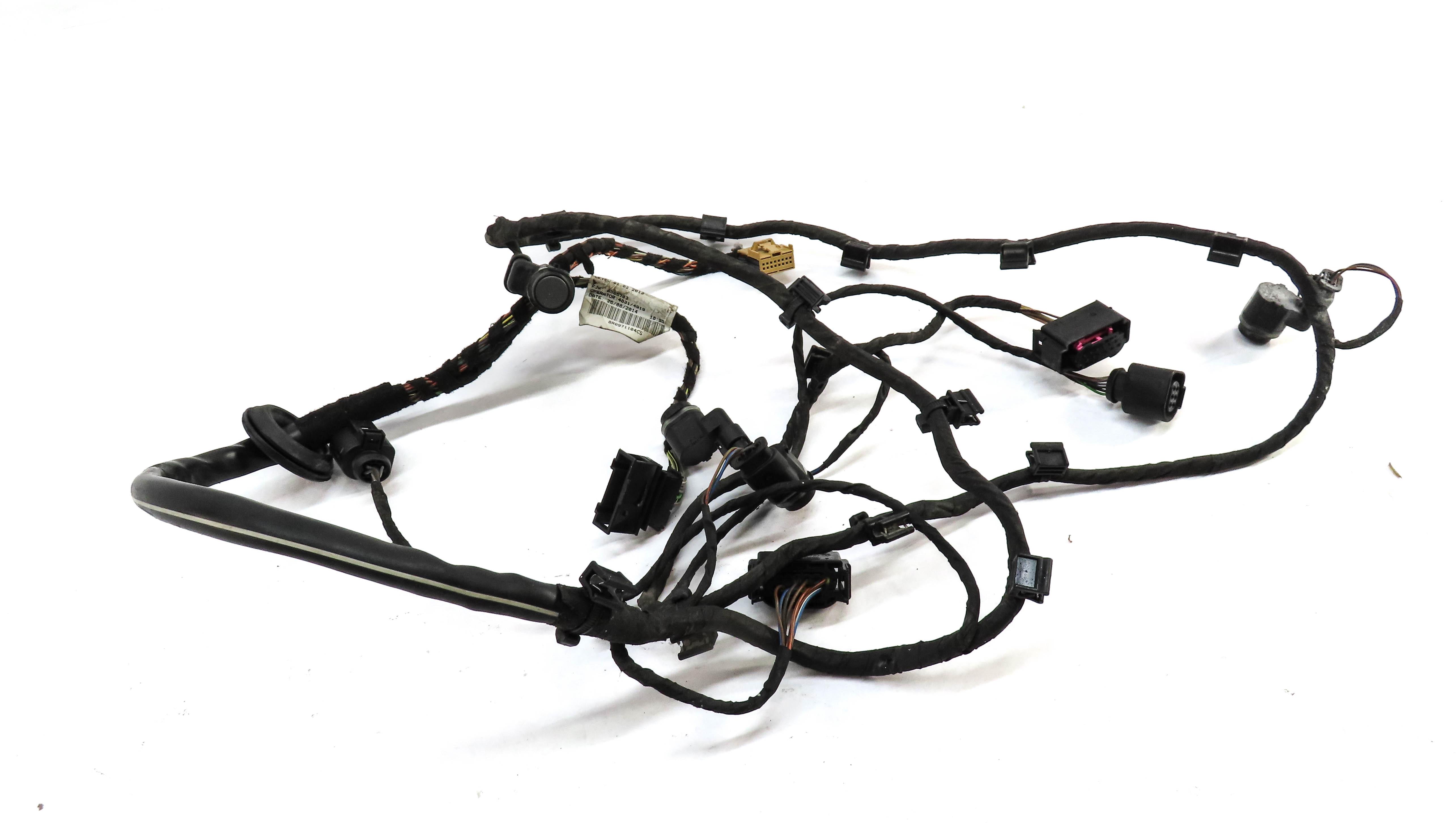 2015 AUDI SQ5 (B8) REAR PDC SENSOR SET OF 4 w/ WIRE WIRING HARNESS (GRAY 0C) — exact item pictured