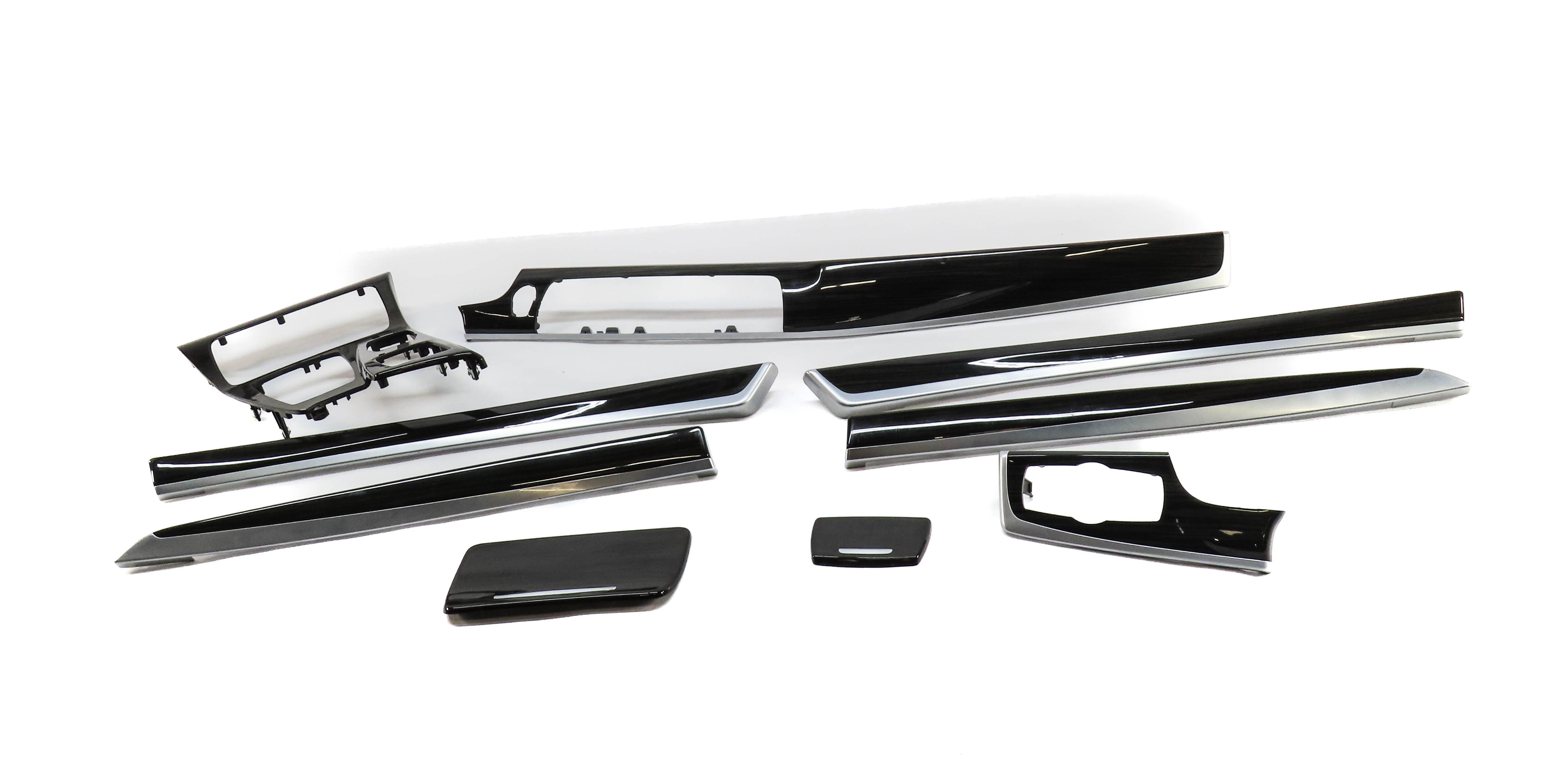 2013 BMW 535i (F10) DASH DOOR CONSOLE WOOD GRAIN TRIM SET (FINELINE ANTHRACITE) — exact item pictured