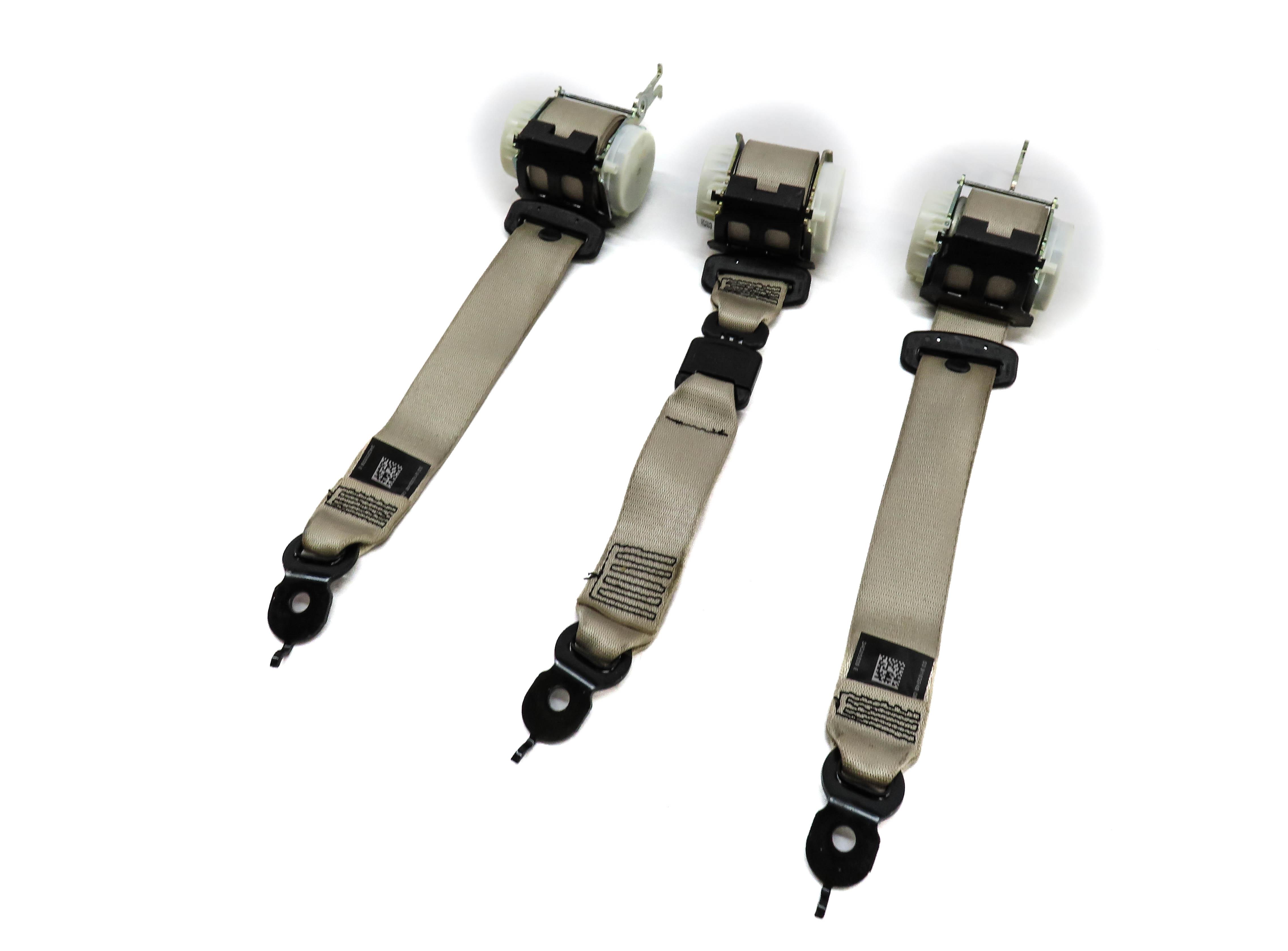 2013 BMW 535i (F10) REAR SEAT LEFT CENTER RIGHT SEATBELT RETRACTOR SET (BEIGE) — exact item pictured