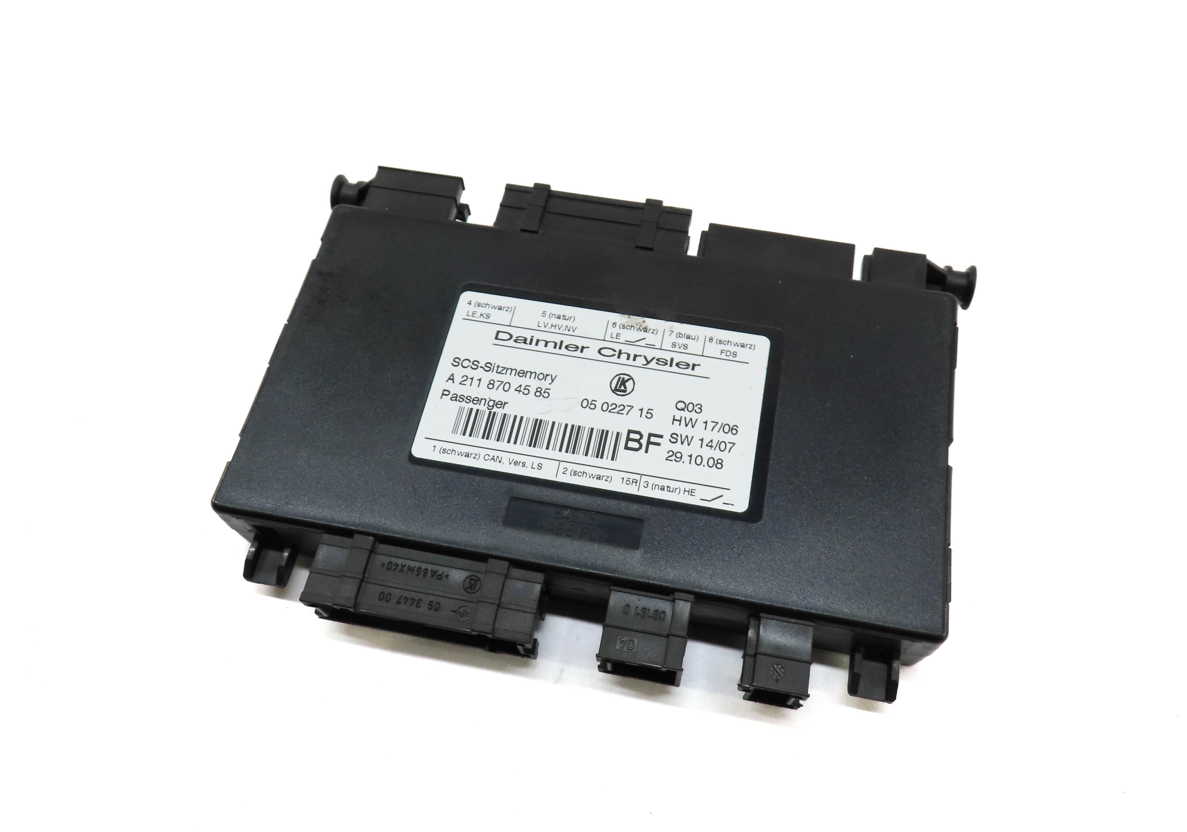 2009 MERCEDES GL450 (X164) FRONT RIGHT PASSENGER SEAT CONTROL MODULE 2118704585 — exact item pictured